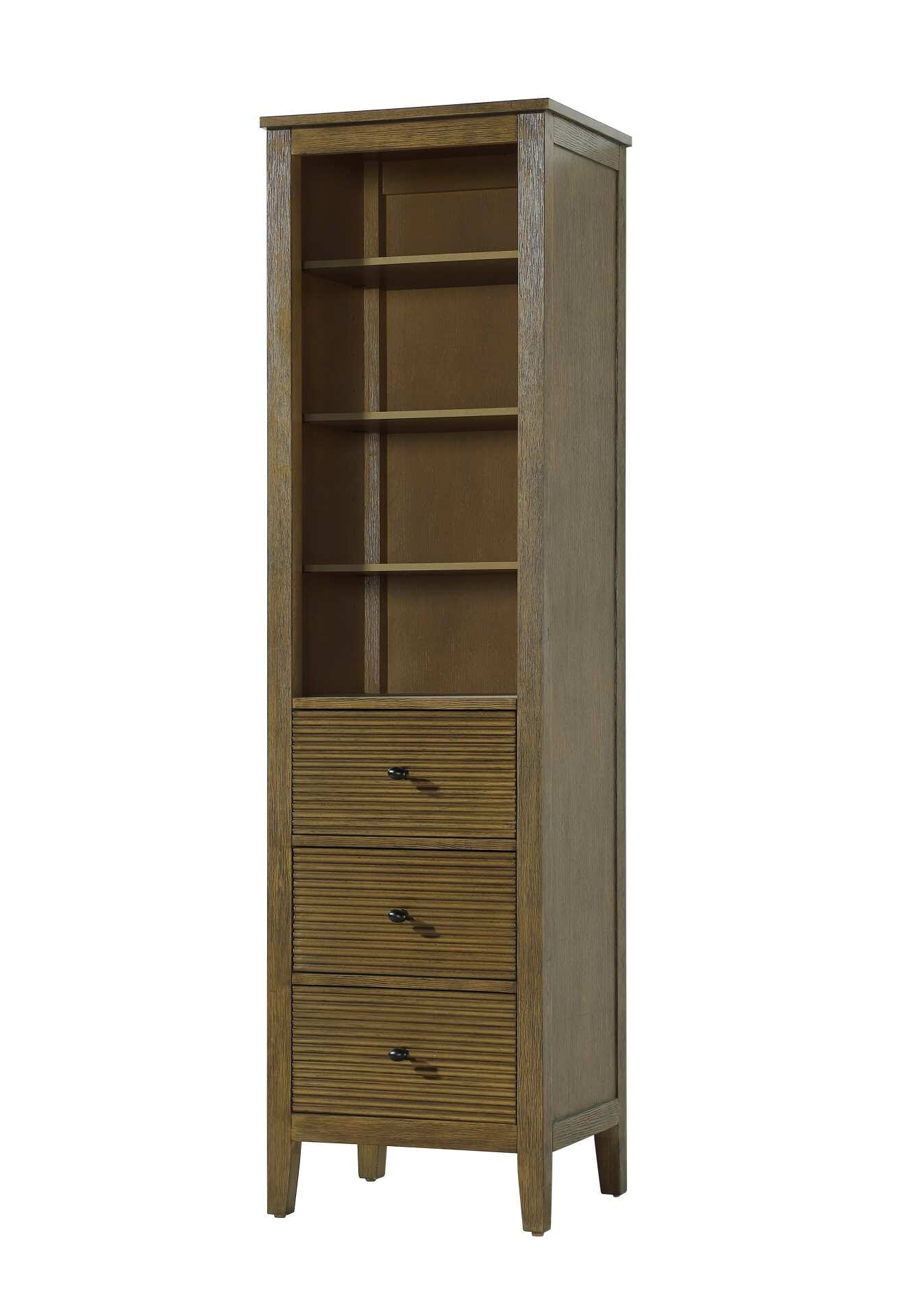 Dimensions
Length: 20"
Width: 18"
Height: 72"
Extension:
Depth:
Table Top Width: 20"
Specifications
Assembly Required: NO
Distressed Finish: NO
Finish (Color): Hazel Oak
Cabinet Material: MDF and Solid wood
Hardware Finish: Black
Harware Material: Aluminum alloy
Product Shape: Rectangle
Product Type: Bathroom Storage Cabinet
Product Warranty: 1 year limited
134
Wire Included: No
Wood Type: rubberwood
Shipment type: LTL
Drawers
Drawers Included: YES
Number of Drawers: 3
False Drawers: NO
Drawer Width: 15.375
Drawer Depth: 15.125
Drawer Height: 8.375
Drawer Handle Designs: knob
Shelves
Number of Shelves: 3
Shelf Width: 17.25
Cabinets
Number of Cabinets: 0
Cabinet Interior Width:
Cabinet Interior Depth:
Cabinet Interior Height: - alternate view