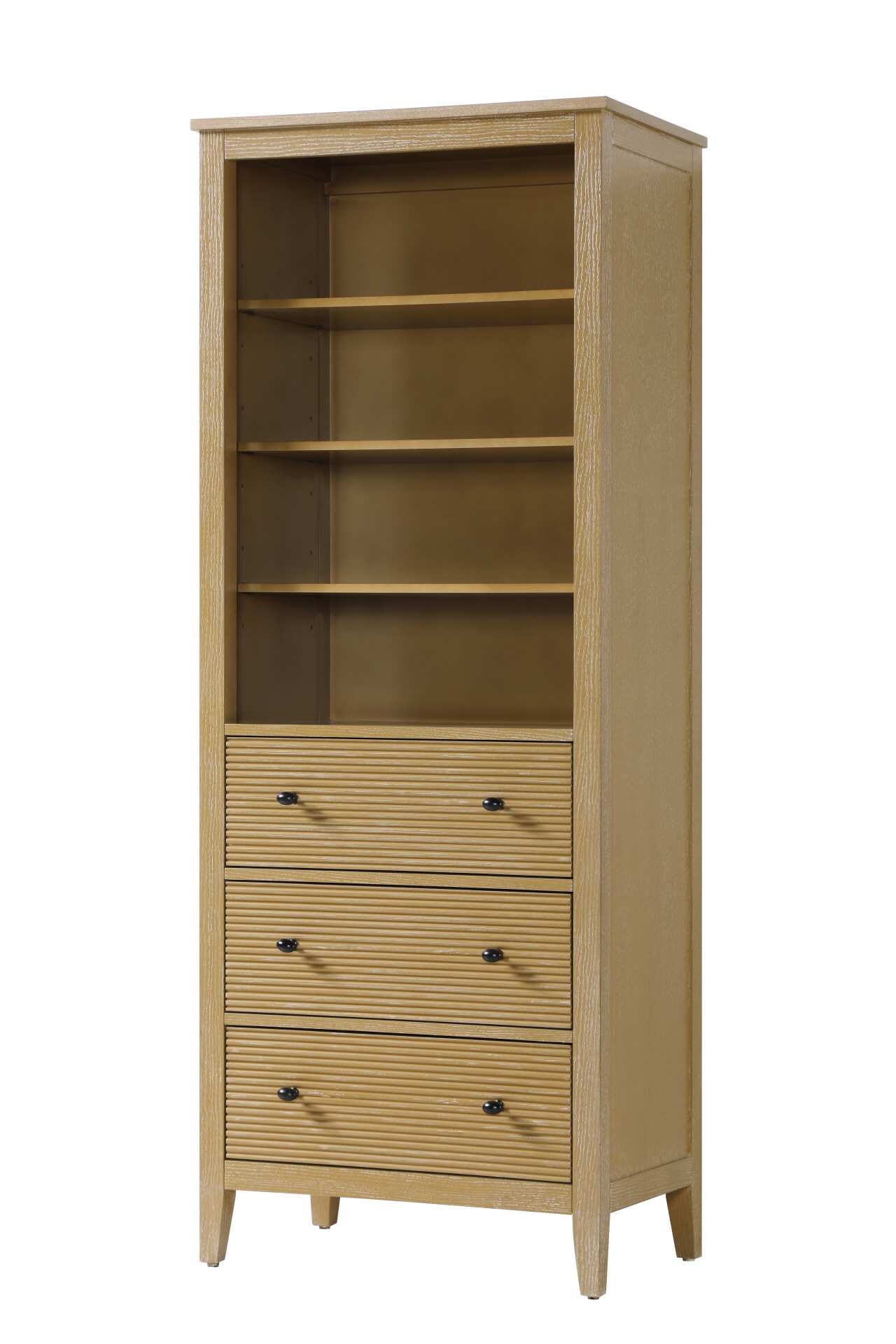 Dimensions
Length: 28"
Width: 18"
Height: 72"
Extension:
Depth:
Table Top Width: 28"
Specifications
Assembly Required: NO
Distressed Finish: NO
Finish (Color): Linen oak
Cabinet Material: MDF and Solid wood
Hardware Finish: Black
Harware Material: Aluminum alloy
Product Shape: Rectangle
Product Type: Bathroom Storage Cabinet
Product Warranty: 1 year limited
161
Wire Included: No
Wood Type: rubberwood
Shipment type: LTL
Drawers
Drawers Included: YES
Number of Drawers: 3
False Drawers: NO
Drawer Width: 23.25
Drawer Depth: 15.125
Drawer Height: 8.375
Drawer Handle Designs: knob
Shelves
Number of Shelves: 3
Shelf Width: 25.25
Cabinets
Number of Cabinets: 0
Cabinet Interior Width:
Cabinet Interior Depth:
Cabinet Interior Height: - alternate view