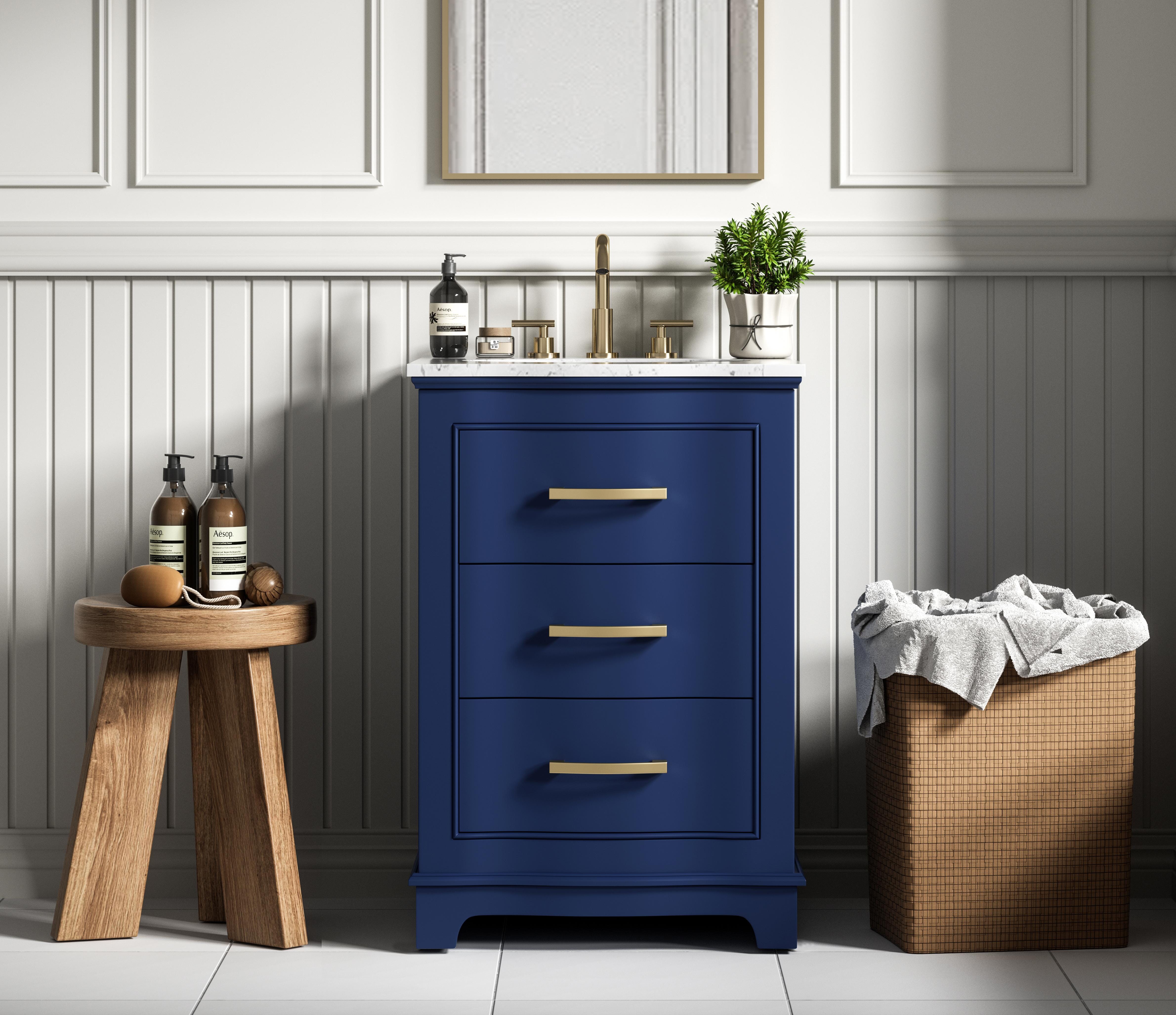 Modern Fitting 24 inch Single Bathroom Vanity in Blue with Color Options