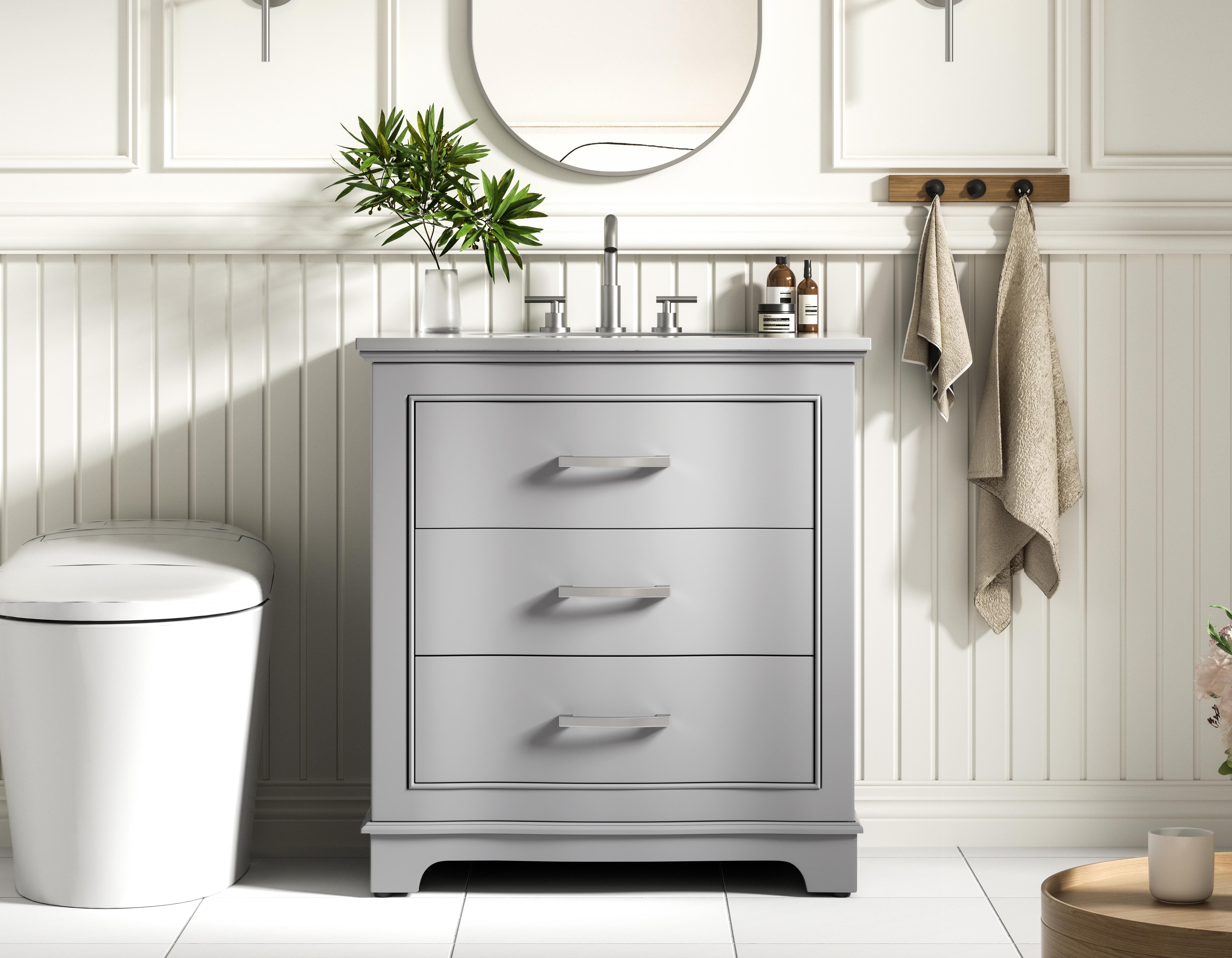 Modern Fitting 30 inch Single Bathroom Vanity in Grey with Color Options