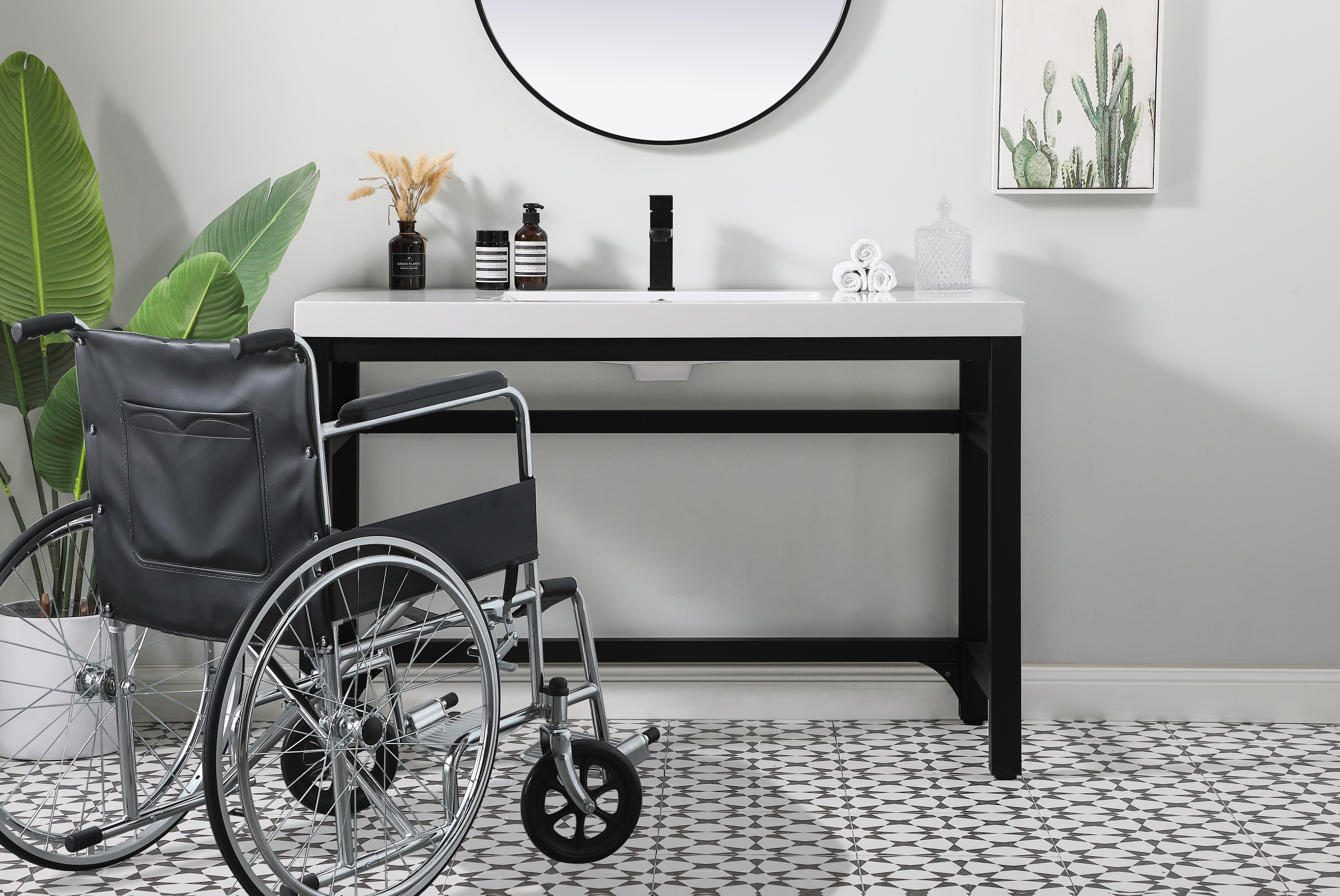 Dimensions
Length: 48"
Width: 22"
Height: 32"
Counter Top Length: 48"
Counter Top Width: 22"
Counter Top Height: 2.4"
Sink Width: 22.4"
Sink Depth: 13.4"
Sink Height: 4"
Sink Drain Hole Size: 1.77"
Specifications
Assembly Required: YES
Base Material: Iron
Counter Top Edge Style: FLAT
Counter Top Finish: White
Distressed Finish: NO
Drain Assembly Included: NO
Faucet Included: NO
Finish (Color): Black
Fixture Material: Iron and Resin
Hardware Finish: Black
Harware Material: iron
Number of Faucet Holes: 1
Number of Sinks: 1
Product Shape: Rectangle
Product Type: Bathroom Vanities
Product Warranty: 1 year limited
Sink Mounting Type: Undermount
Vanity Backsplash: NO
Vanity Mounting Type: Free-Standing
Weight: 80
Wire Included: No
Wood Type: NO
Shipment type: LTL
US Shipping Cost: $169.00
Drawers
Drawers Included: NO
False Drawers: NO
Shelves
Number of Shelves: 0 - alternate view
