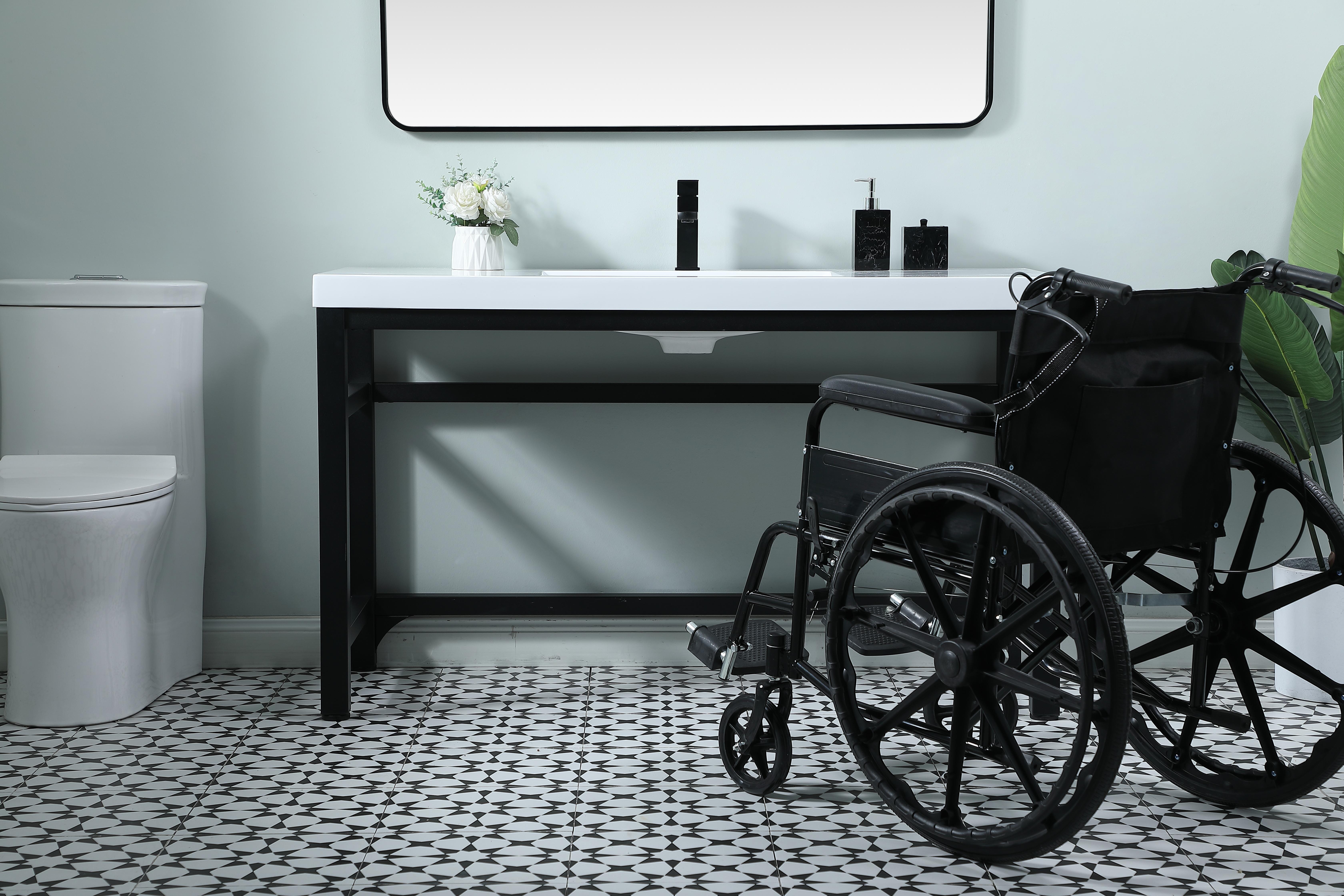 Dimensions
Length: 54"
Width: 22"
Height: 32"
Counter Top Length: 54"
Counter Top Width: 22"
Counter Top Height: 2.4"
Sink Width: 22.4"
Sink Depth: 13.4"
Sink Height: 4"
Sink Drain Hole Size: 1.77"
Faucet Hole Spacing: 2 Hole"
Specifications
Assembly Required: YES
Counter Top Edge Style: FLAT
Counter Top Finish: White
Distressed Finish: NO
Drain Assembly Included: NO
Faucet Included: NO
Finish (Color): Black
Vanity Material: Metal and Resin
Hardware Finish: Black
Harware Material: iron
Number of Faucet Holes: 1
Number of Sinks: 1
Product Shape: Rectangle
Product Type: Bathroom Vanities
Product Warranty: 1 year limited
Sink Mounting Type: Undermount
Vanity Backsplash: NO
Vanity Mounting Type: Free-Standing
Weight: 85
Wire Included: No
Wood Type: NO
Shipment type: LTL
US Shipping Cost: $157.00
Drawers
Drawers Included: NO
False Drawers: NO
Shelves
Number of Shelves: 0 - alternate view
