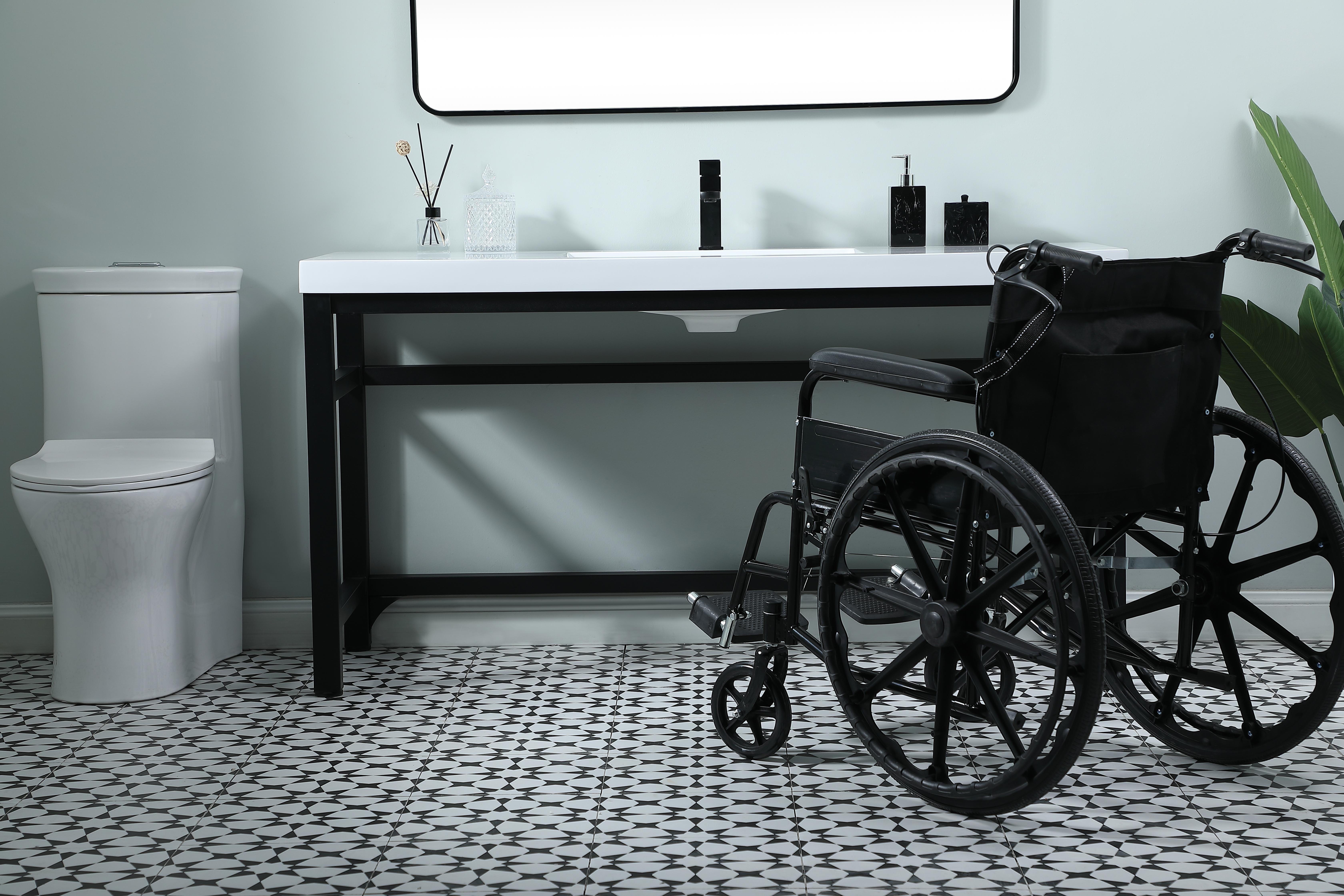 Dimensions
Length: 60"
Width: 22"
Height: 32"
Counter Top Length: 60"
Counter Top Width: 22"
Counter Top Height: 2.4"
Sink Width: 22.4"
Sink Depth: 13.4"
Sink Height: 4"
Sink Drain Hole Size: 1.77"
Faucet Hole Spacing: 3 Hole"
Specifications
Assembly Required: YES
Counter Top Edge Style: FLAT
Counter Top Finish: White
Distressed Finish: NO
Drain Assembly Included: NO
Faucet Included: NO
Finish (Color): Black
Vanity Material: Metal and Resin
Hardware Finish: Black
Harware Material: iron
Number of Faucet Holes: 1
Number of Sinks: 1
Product Shape: Rectangle
Product Type: Bathroom Vanities
Product Warranty: 1 year limited
Sink Mounting Type: Undermount
Vanity Backsplash: NO
Vanity Mounting Type: Free-Standing
Weight: 92
Wire Included: No
Wood Type: NO
Shipment type: LTL
US Shipping Cost: $159.00
Drawers
Drawers Included: NO
False Drawers: NO
Shelves
Number of Shelves: 0 - alternate view