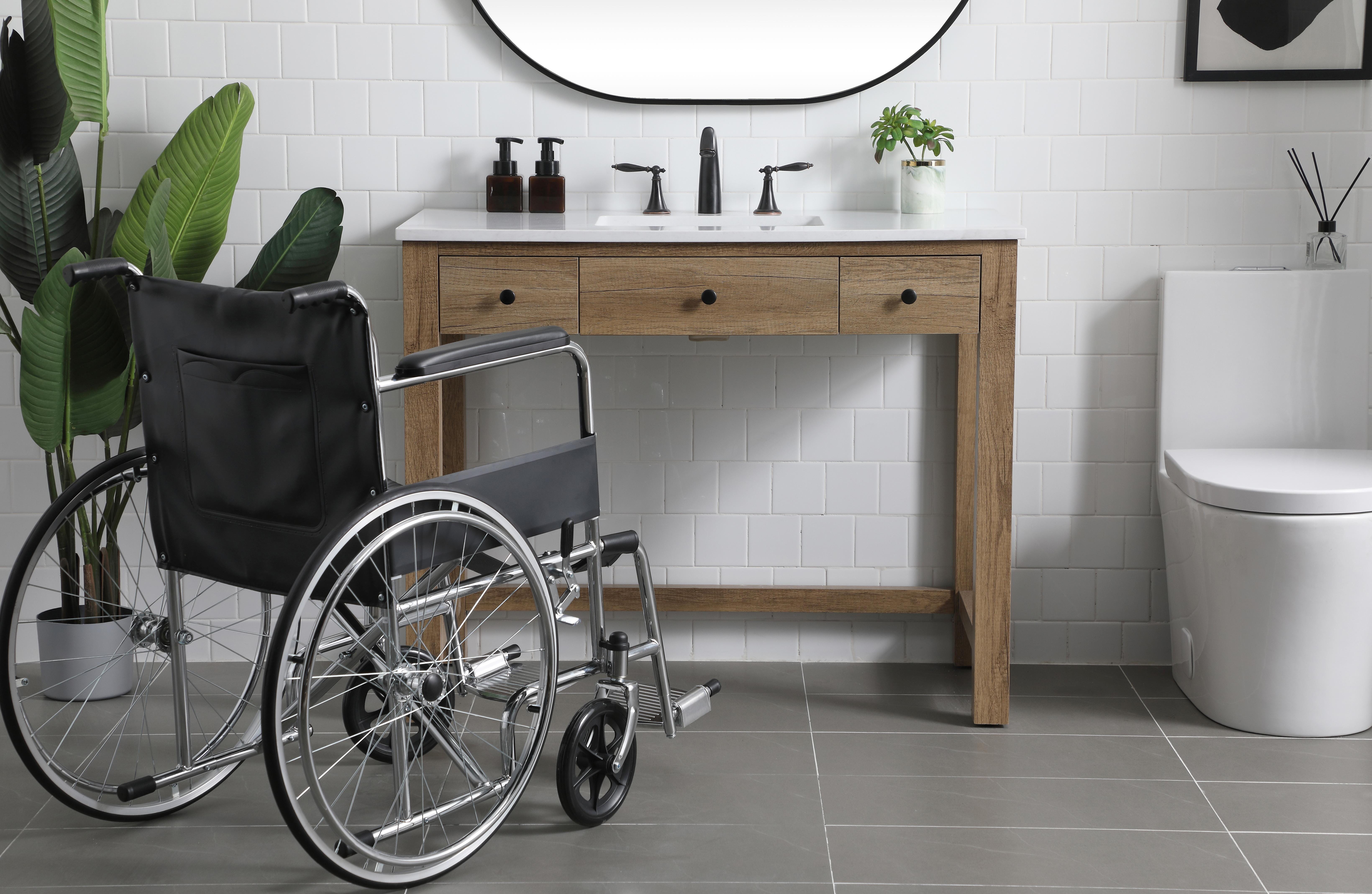 Dimensions
Length: 42"
Width: 21.5"
Height: 34"
Counter Top Length: 42"
Counter Top Width: 21.5"
Counter Top Height: 0.7"
Sink Width: 15.8"
Sink Depth: 10.9"
Sink Height: 7.875"
Sink Drain Hole Size: 1.77"
Faucet Hole Spacing: 8 inch"
Specifications
Assembly Required: KD legs
Counter Top Edge Style: Straight
Counter Top Finish: Calacatta white
Distressed Finish: NO
Drain Assembly Included: NO
Faucet Included: NO
Finish (Color): Natural Oak
Vanity Material: Solid Wood and MDF
Hardware Finish: Black
Harware Material: Aluminium alloy
Number of Faucet Holes: 3
Number of Sinks: 1
Product Shape: Rectangle
Product Type: Bathroom Vanities
Product Warranty: 1 year limited
Sink Mounting Type: Undermount
Vanity Backsplash: NO
Vanity Mounting Type: Free-Standing
Weight: 115
Wire Included: No
Wood Type: Rubberwood
Shipment type: Oversized Ground
US Shipping Cost: $129.00
Drawers
Drawers Included: Yes
Number of Drawers: 2
False Drawers: YES
Drawer Width: DW1&DW2:9.53
Drawer Depth: DW1&DW2:14
Drawer Height: DW1&DW2:5.22
Drawer Handle Designs: Knob
Shelves
Number of Shelves: 0 - alternate view