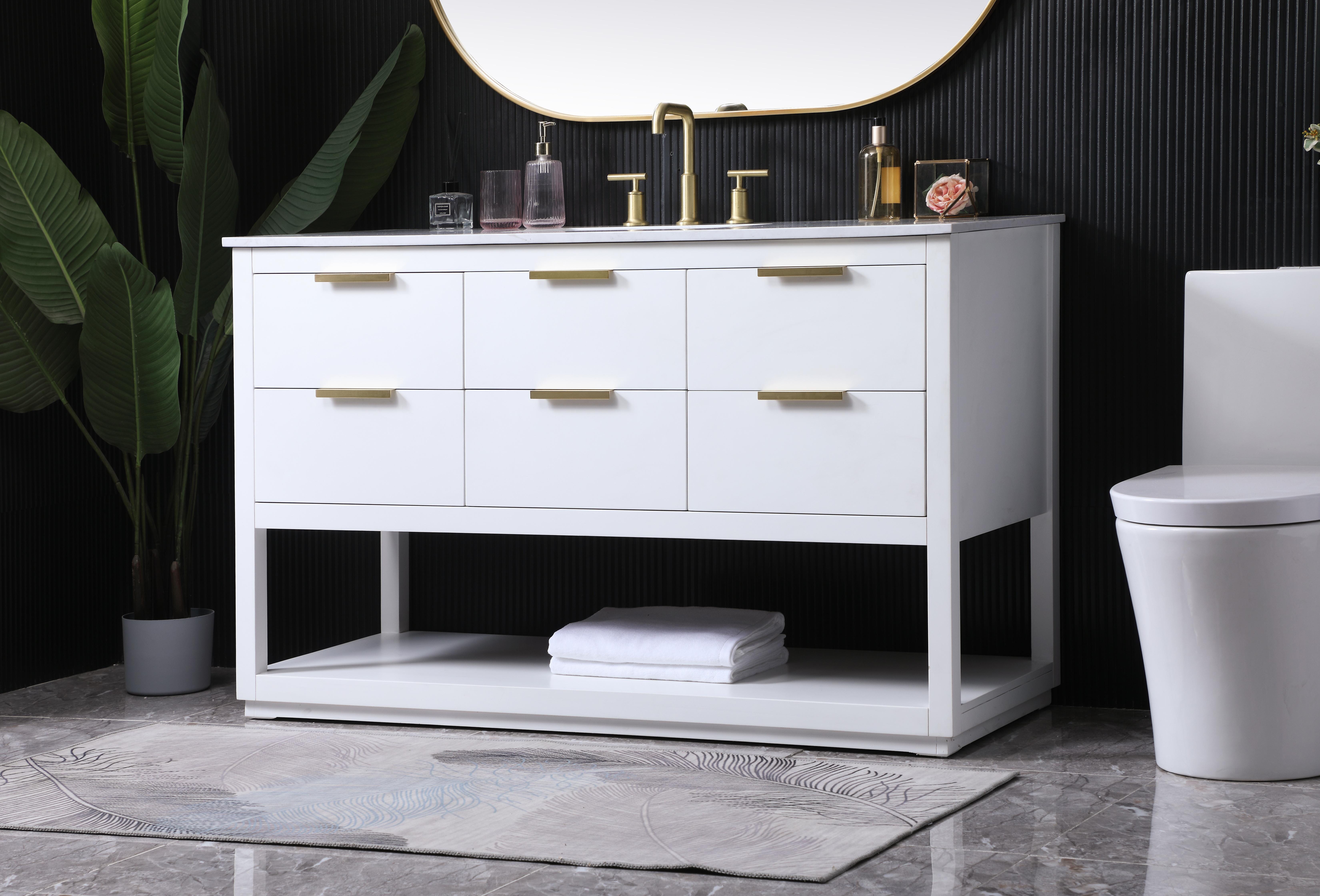 Larkin 54" Single Bathroom Vanity in White - Image 3