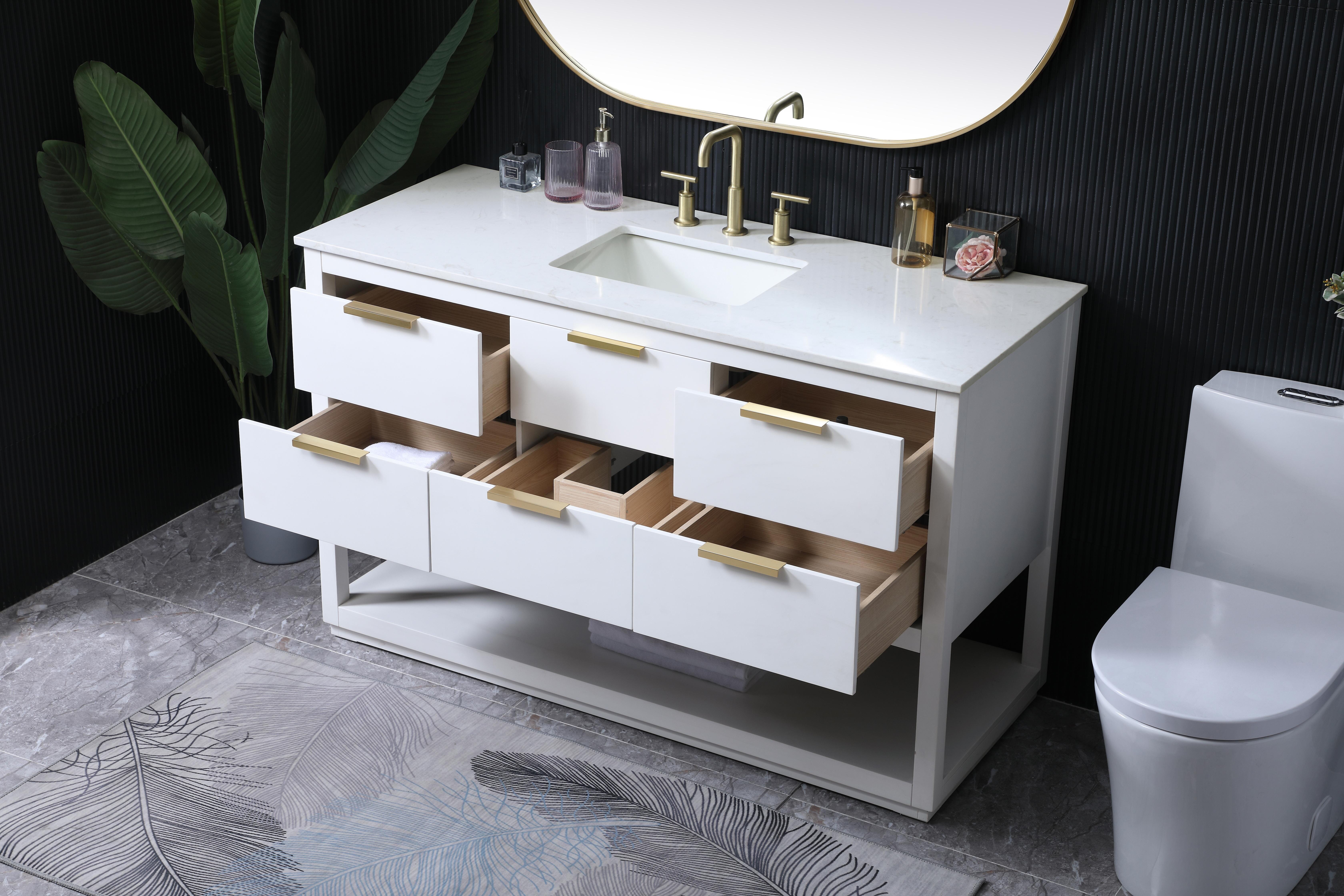 Larkin 54" Single Bathroom Vanity in White - Image 4