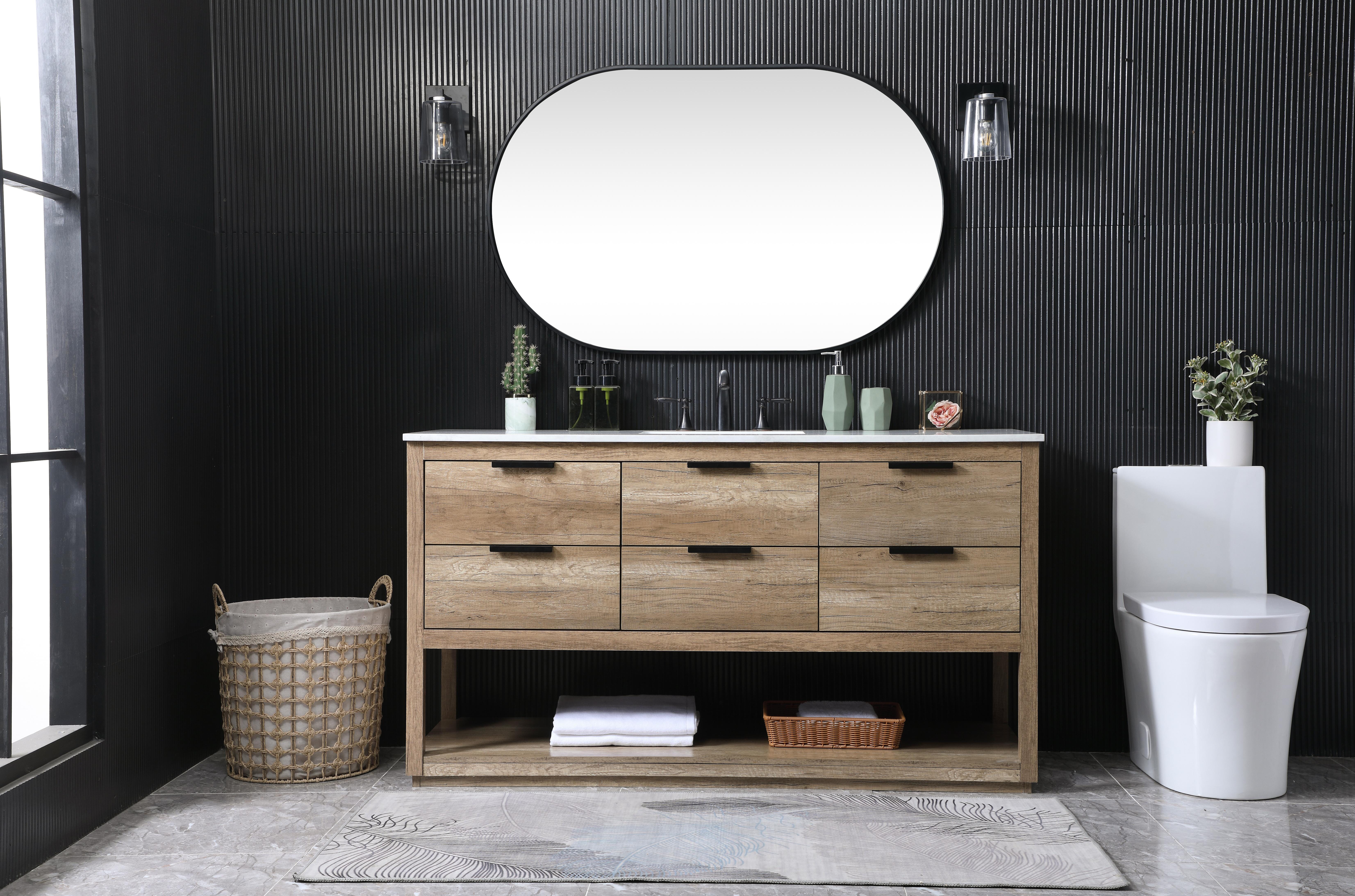 Larkin 60" Single Bathroom Vanity in Natural Oak - Image 5