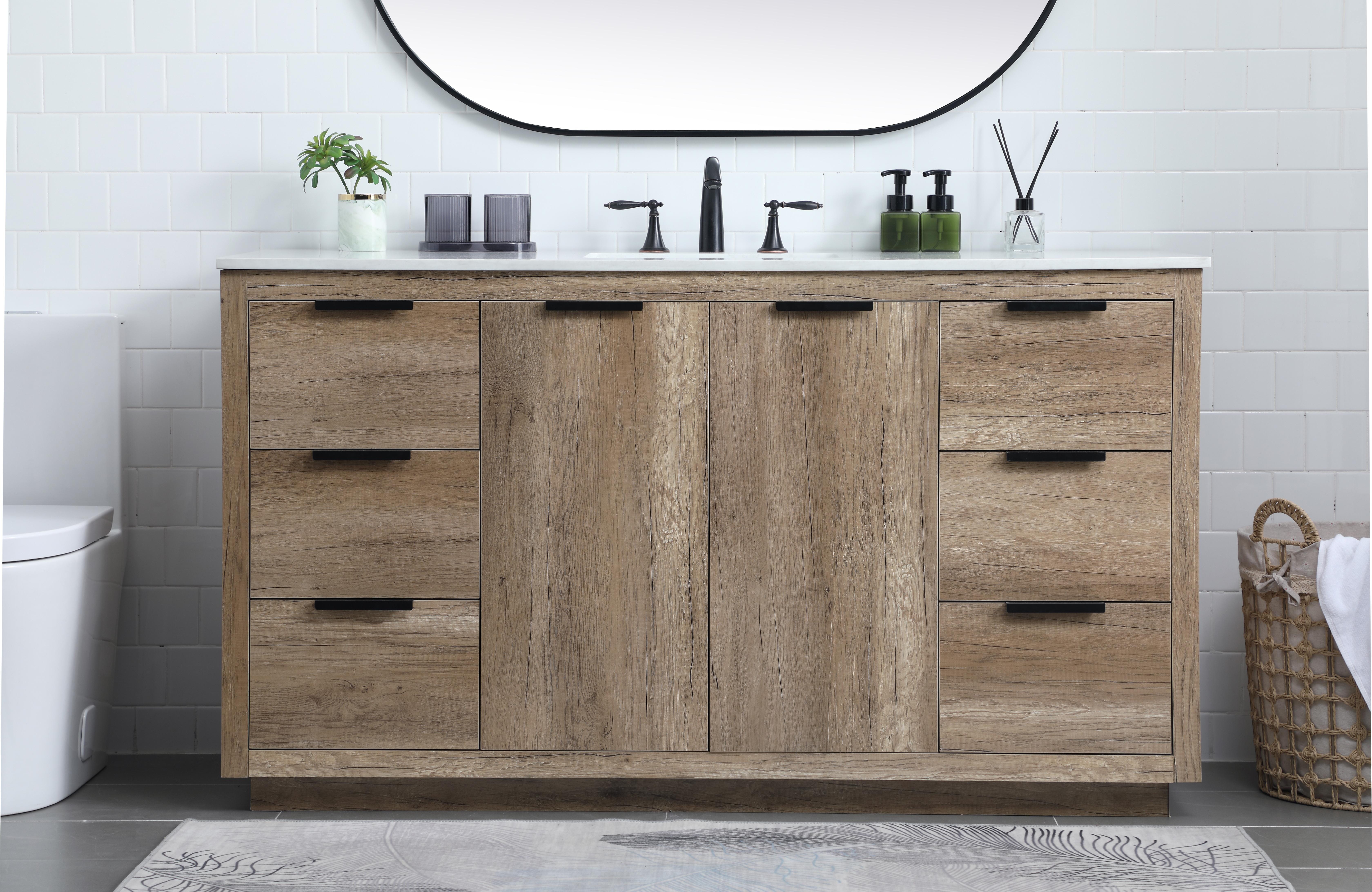 Blake 60" Single Bathroom Vanity in Natural Oak - Image 2