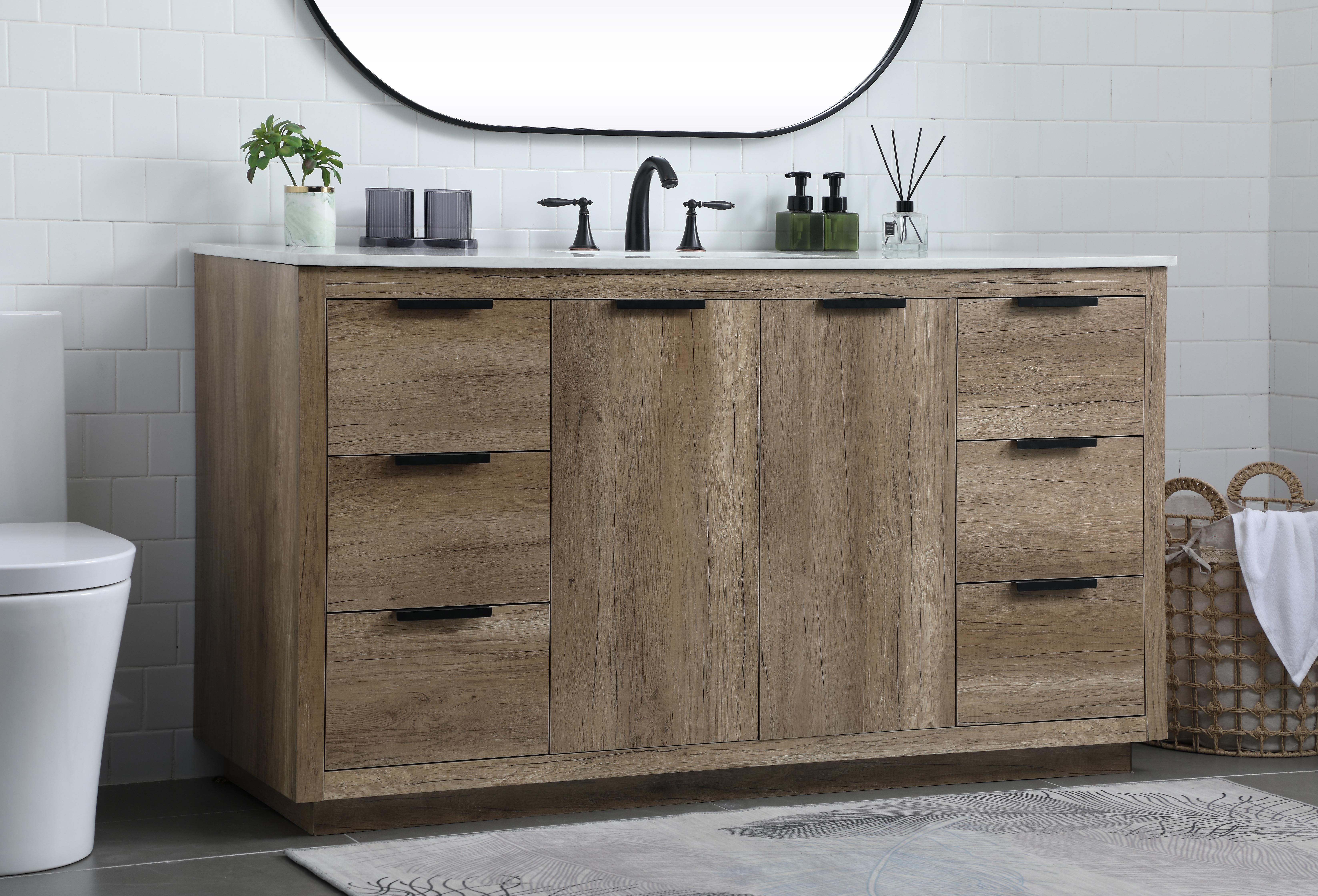 Blake 60" Single Bathroom Vanity in Natural Oak - Image 3