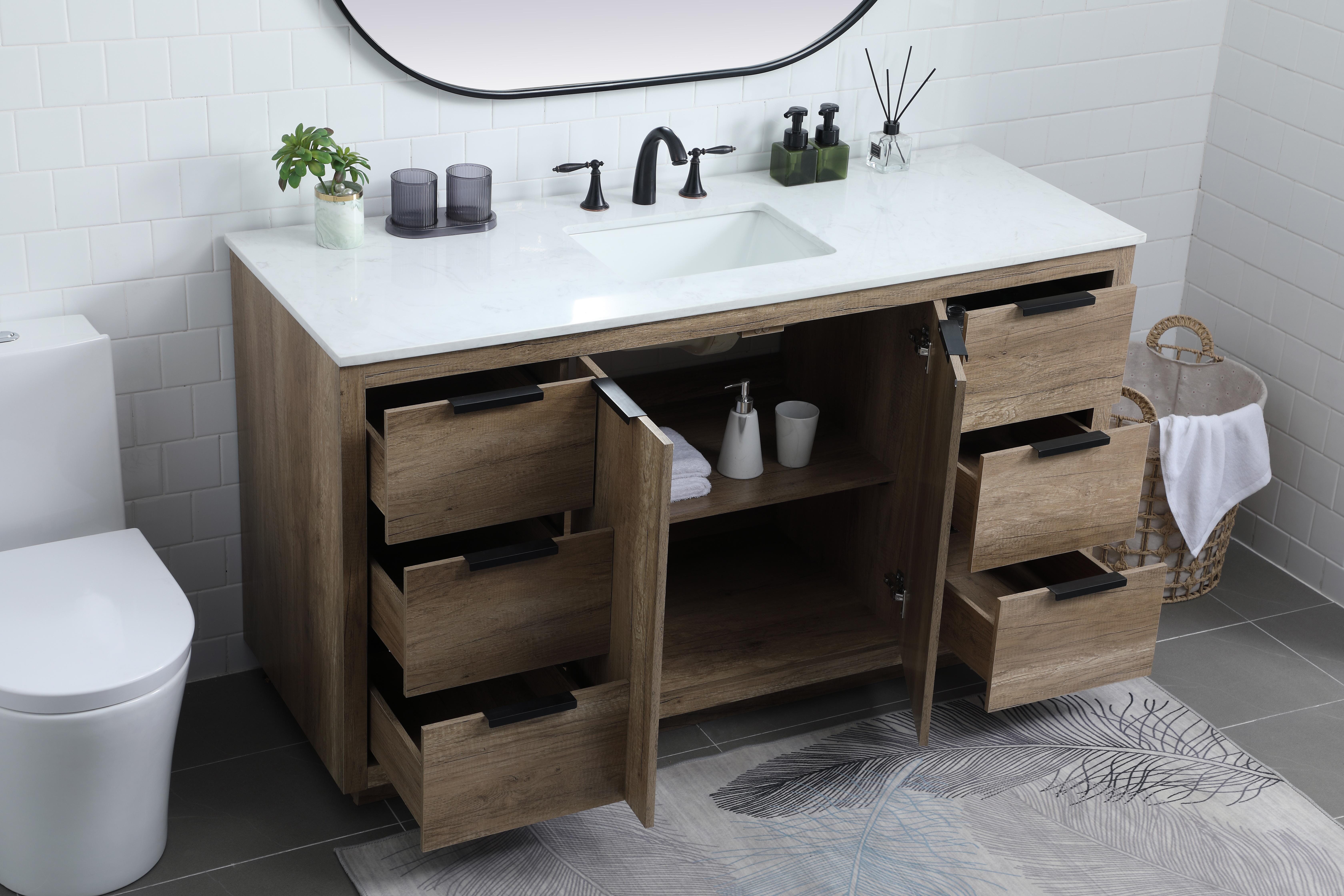 Blake 60" Single Bathroom Vanity in Natural Oak - Image 4