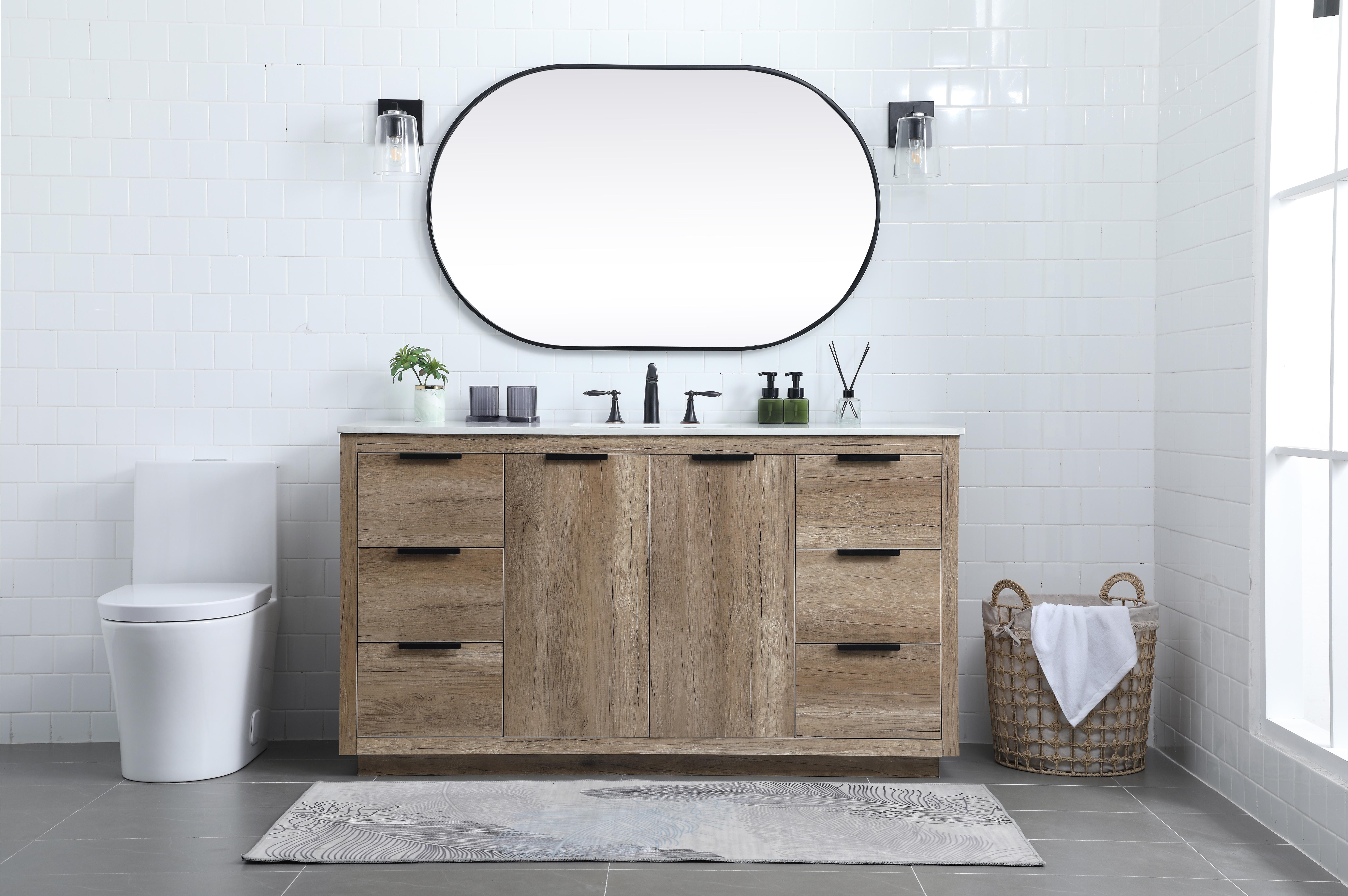 Blake 60" Single Bathroom Vanity in Natural Oak - Image 5