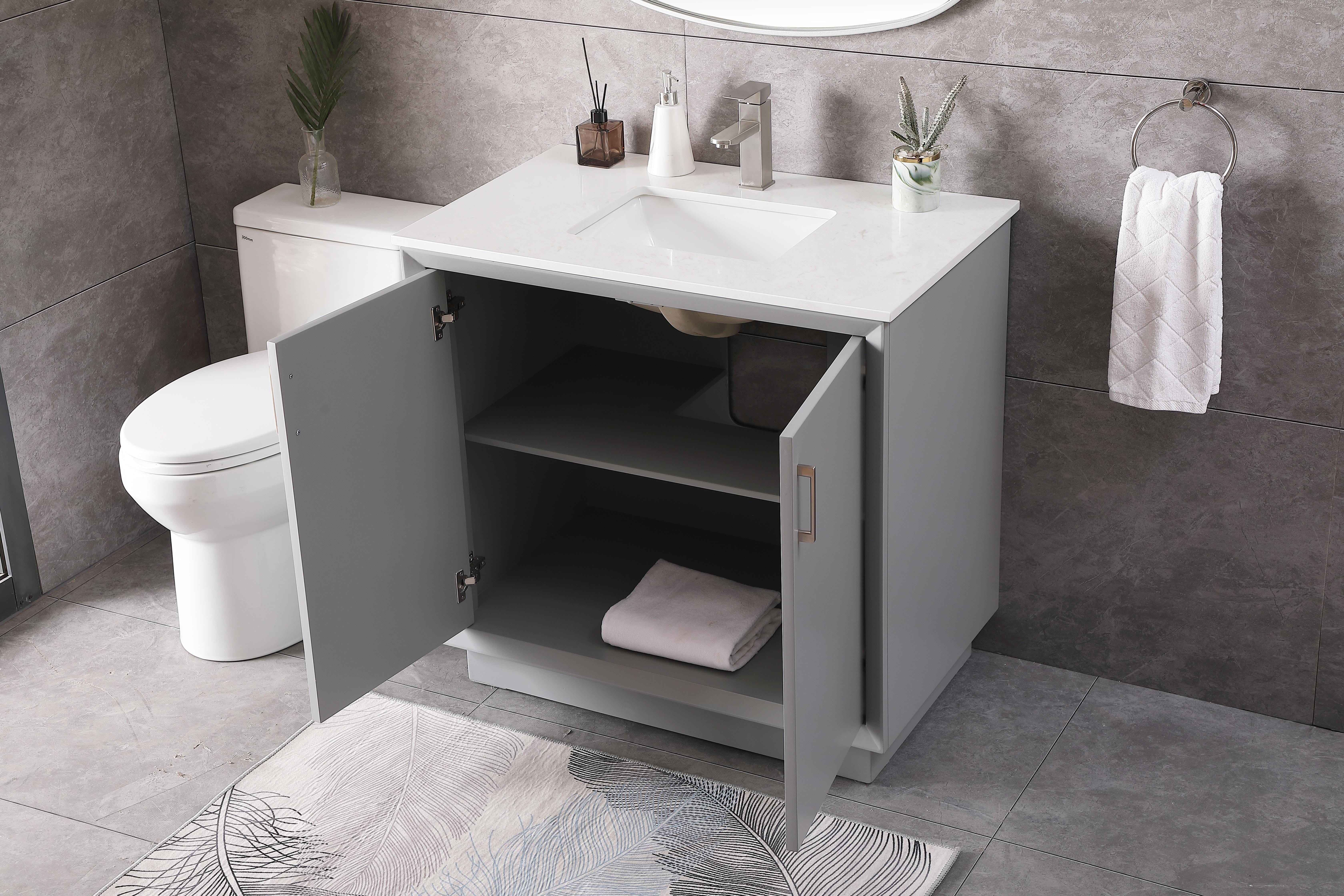 Hayes 36" Single Bathroom Vanity in Grey - Image 4