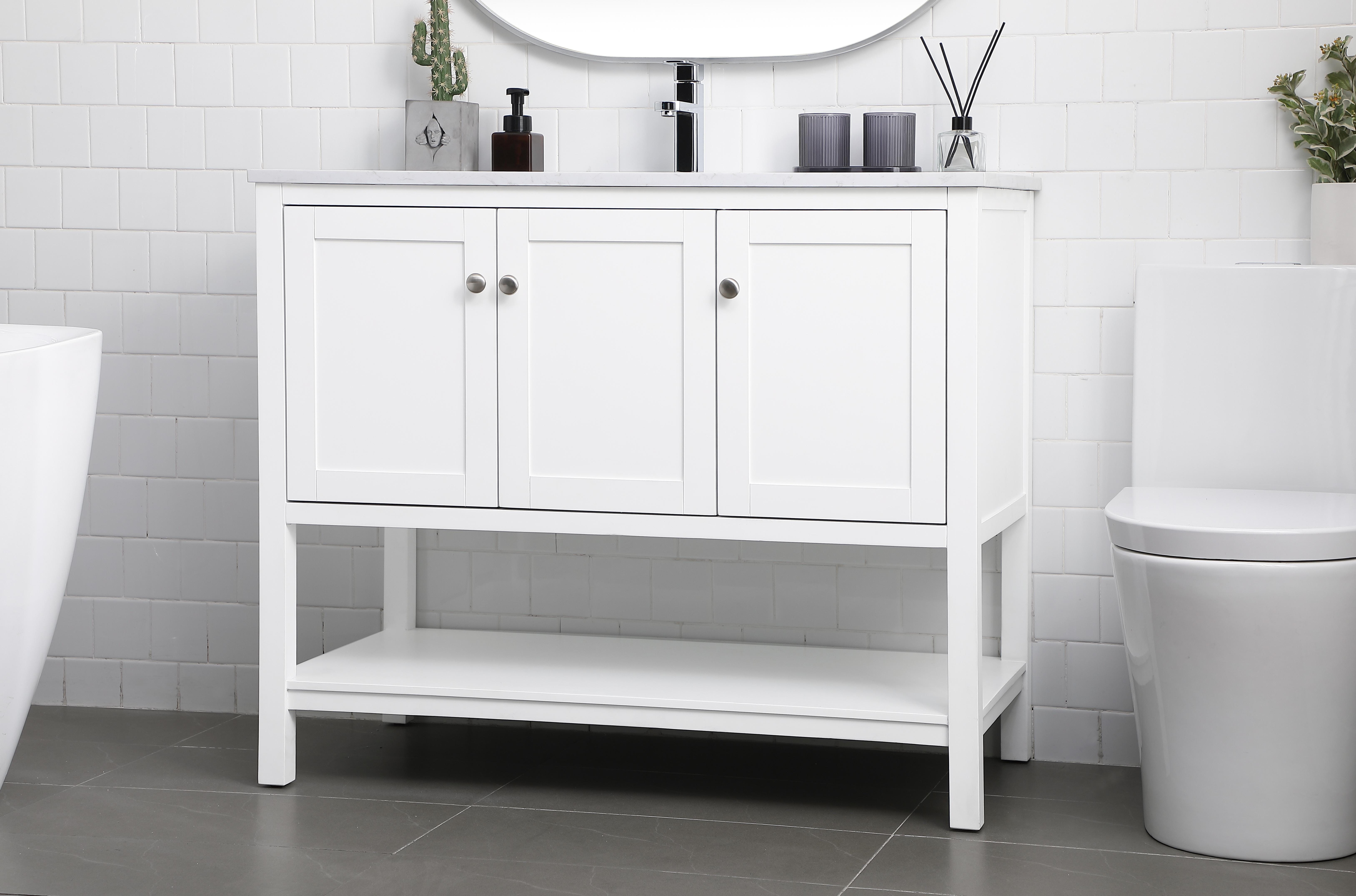 Heath 42" Single Bathroom Vanity in White - Image 3