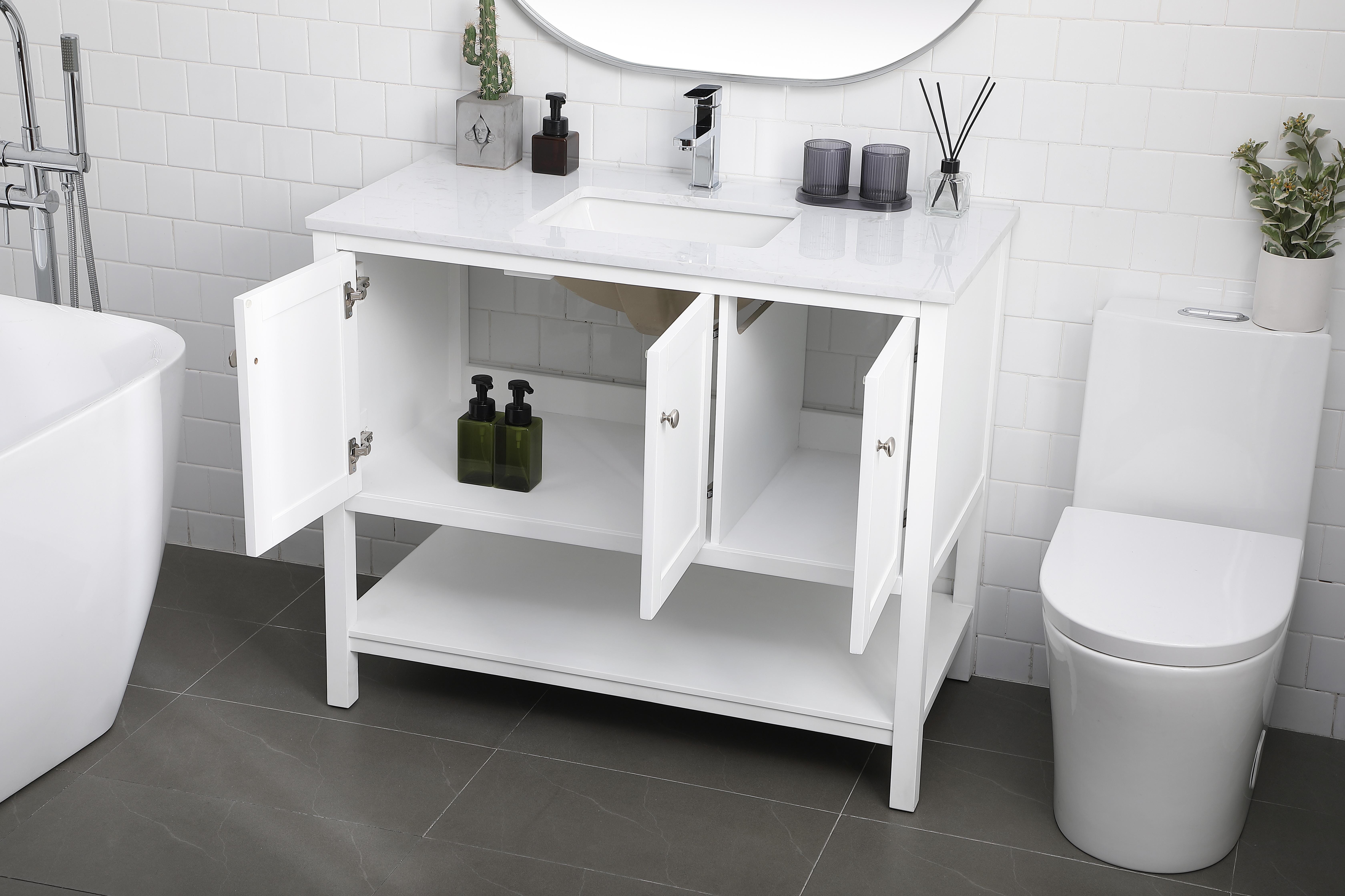 Heath 42" Single Bathroom Vanity in White - Image 4