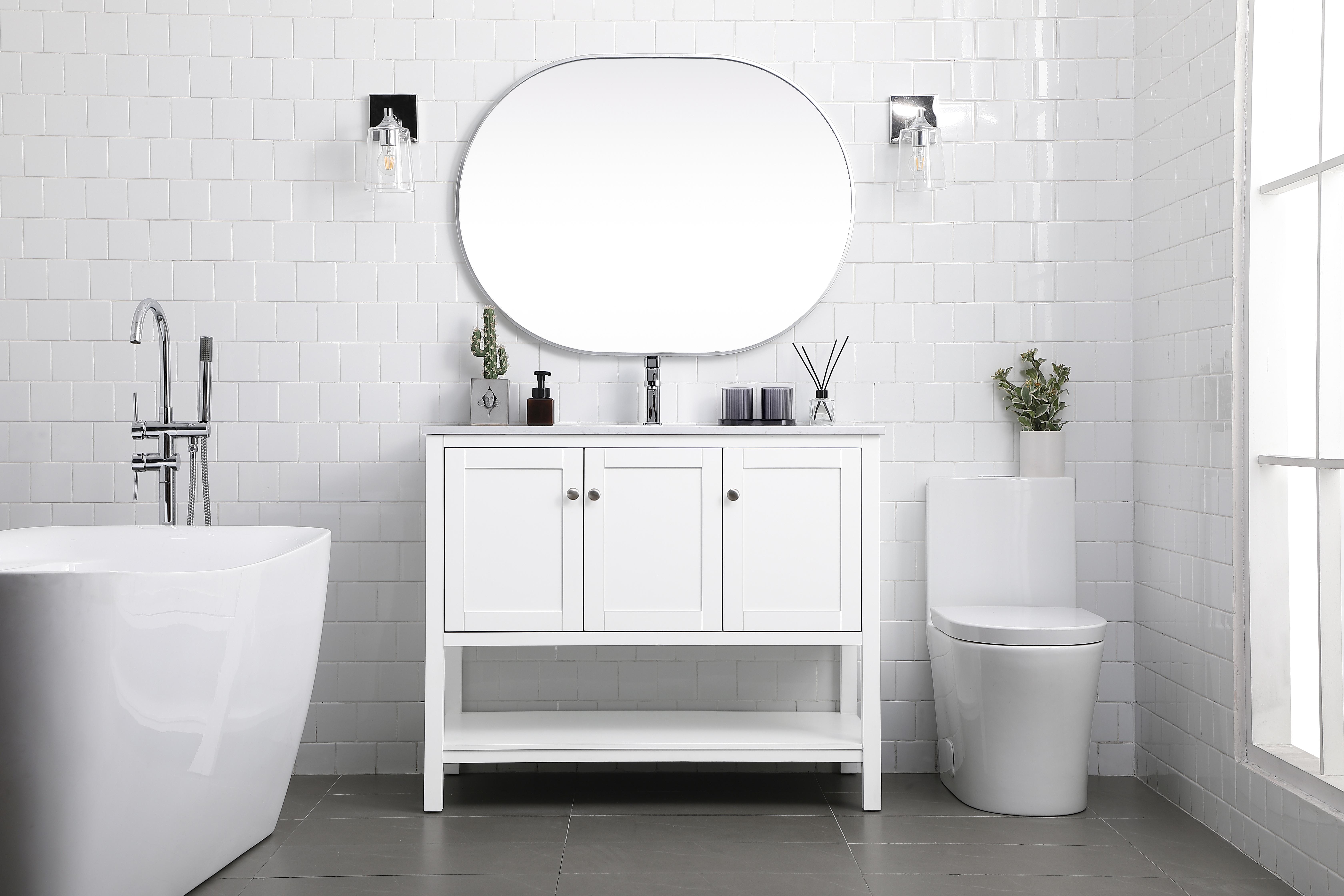 Heath 42" Single Bathroom Vanity in White - Image 5