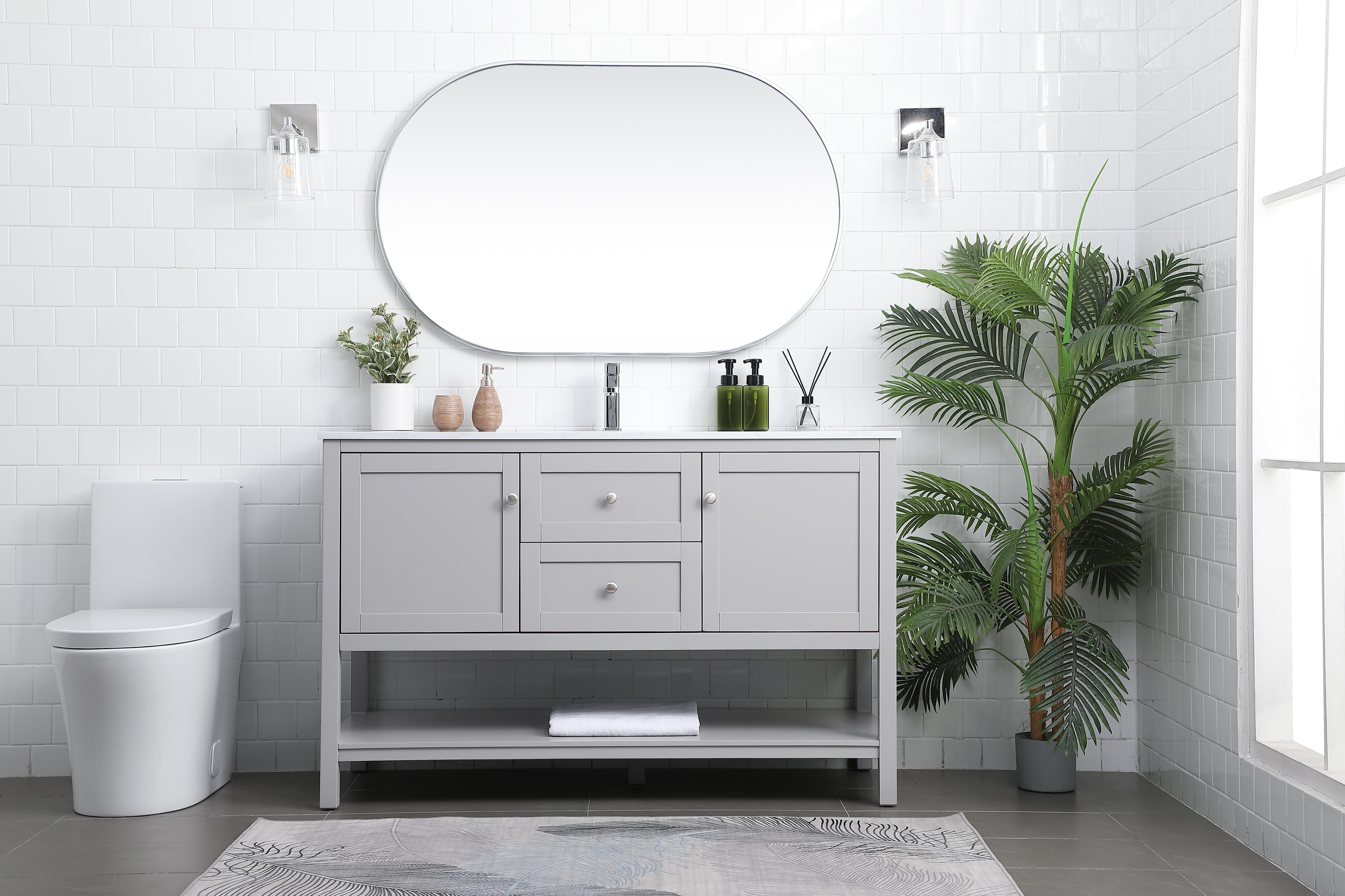 Heath 54" Single Bathroom Vanity in Grey - Image 5