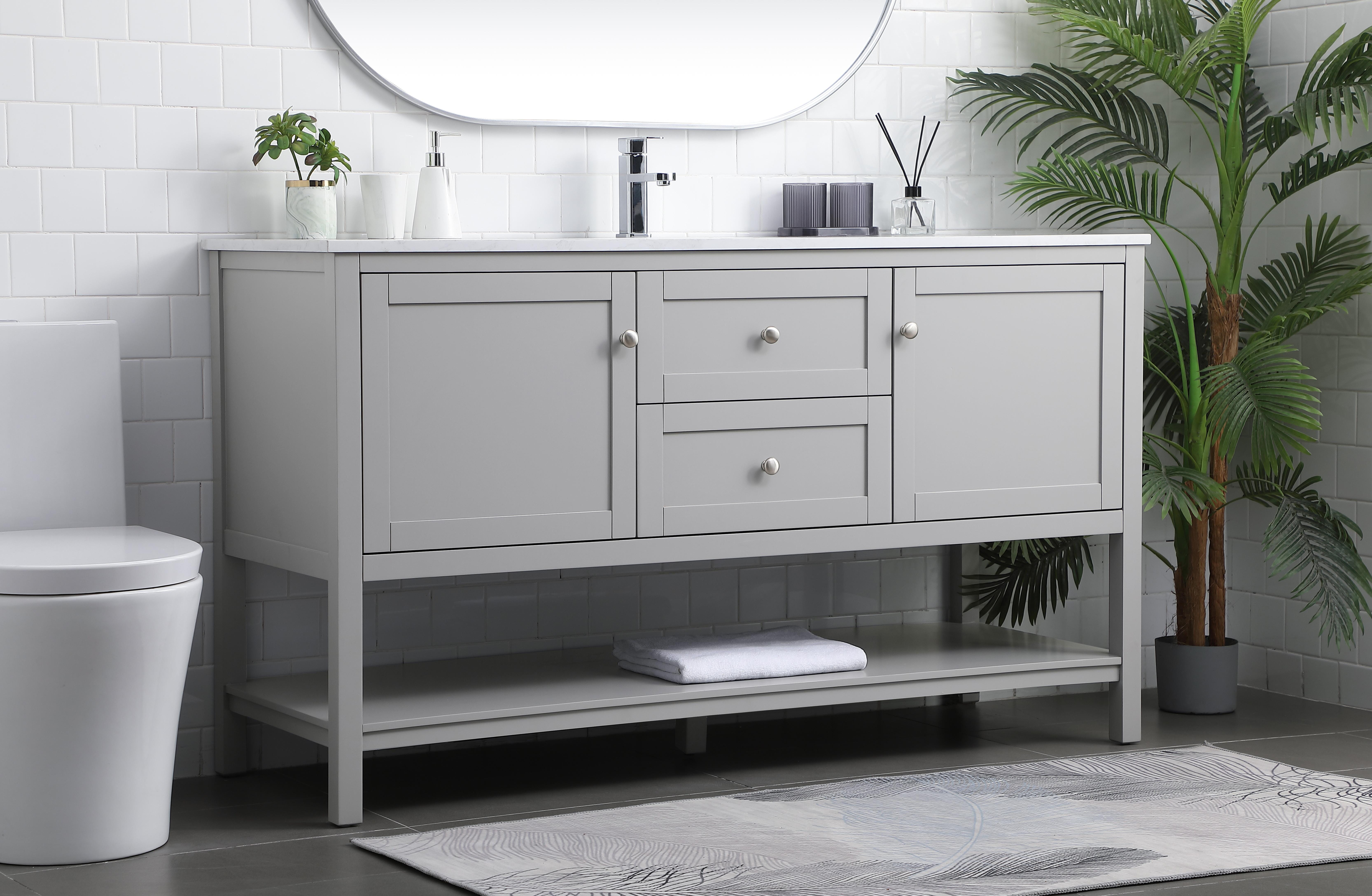 Heath 60" Single Bathroom Vanity in Grey - Image 3