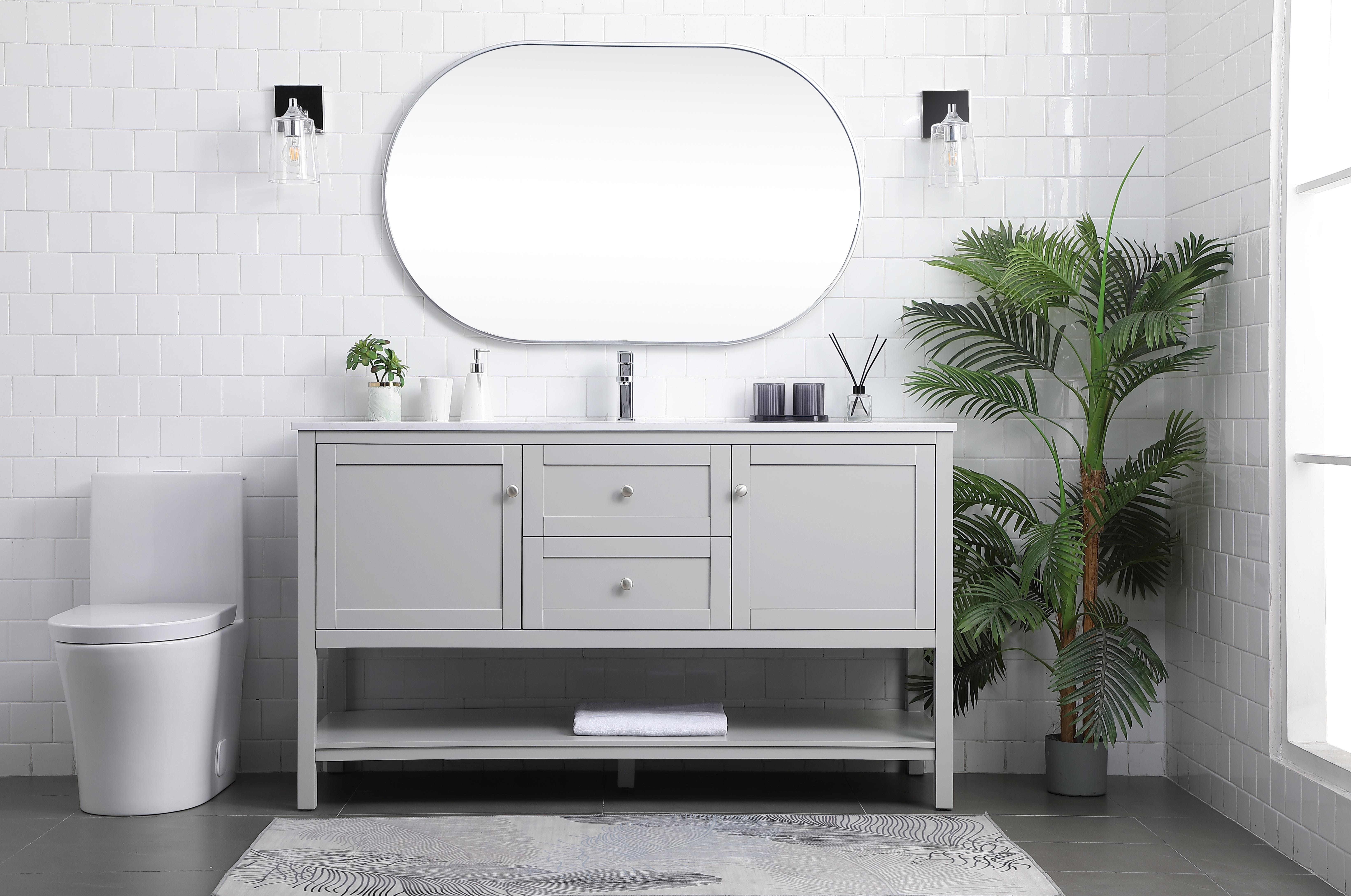 Heath 60" Single Bathroom Vanity in Grey - Image 5