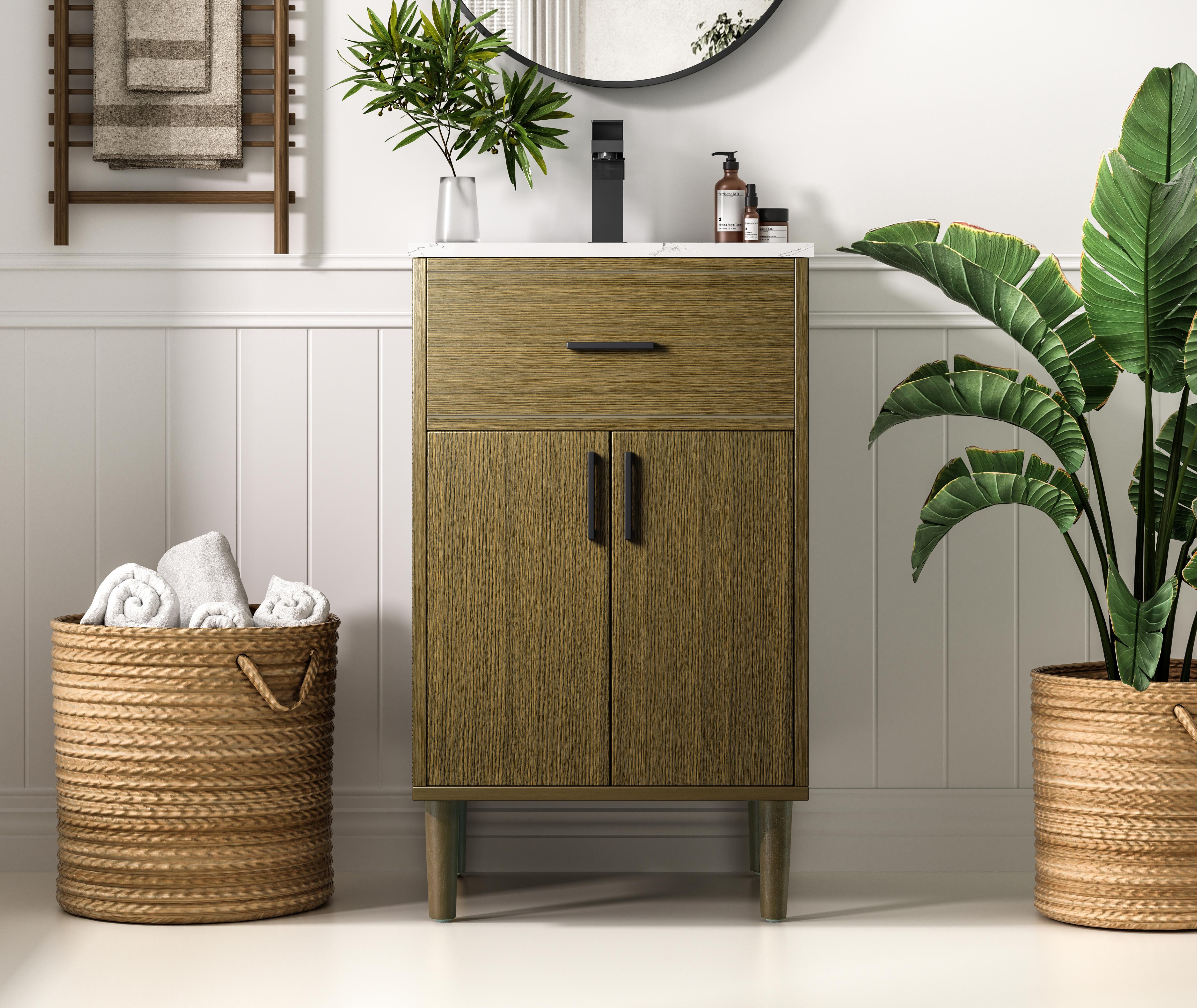 Modern Fitting 20 inch Single Bathroom Vanity in Chestnut Brown with Color Options