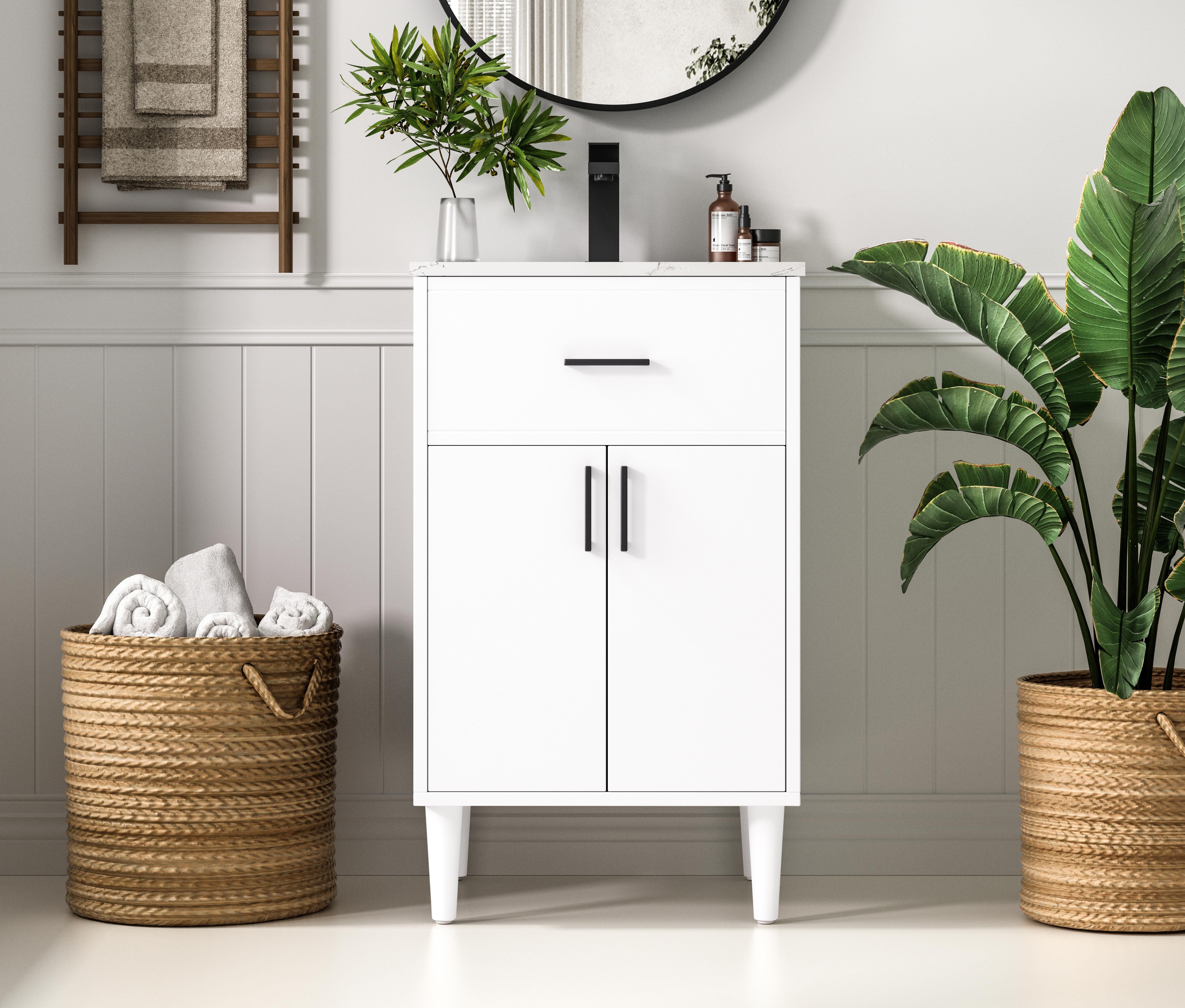 Modern Fitting 20 inch Single Bathroom Vanity in White