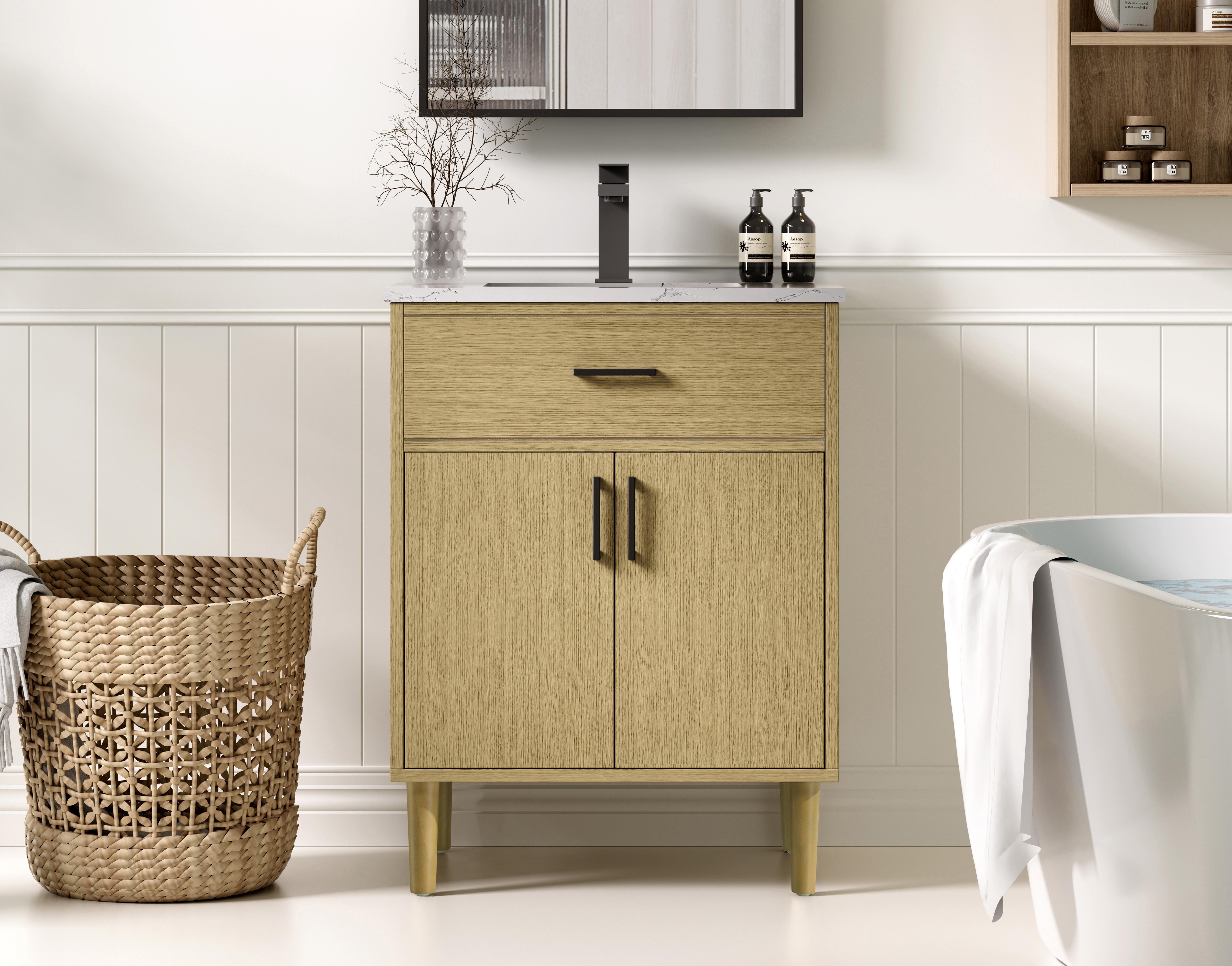 Modern Fitting 24 inch Single Bathroom Vanity in Honey Brown with Color Options