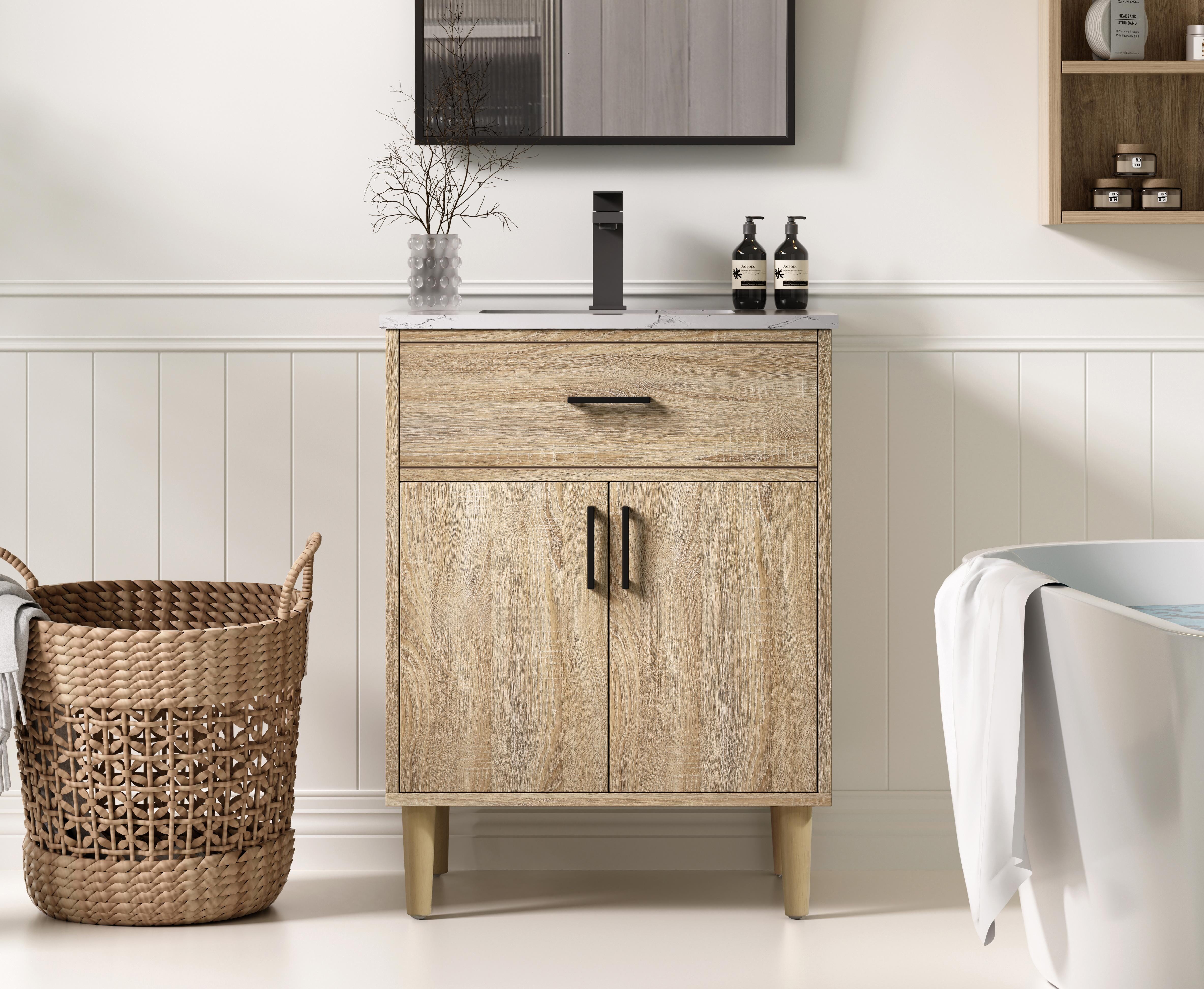 Modern Fitting 24-Inch Single Bathroom Vanity in Mango Wood