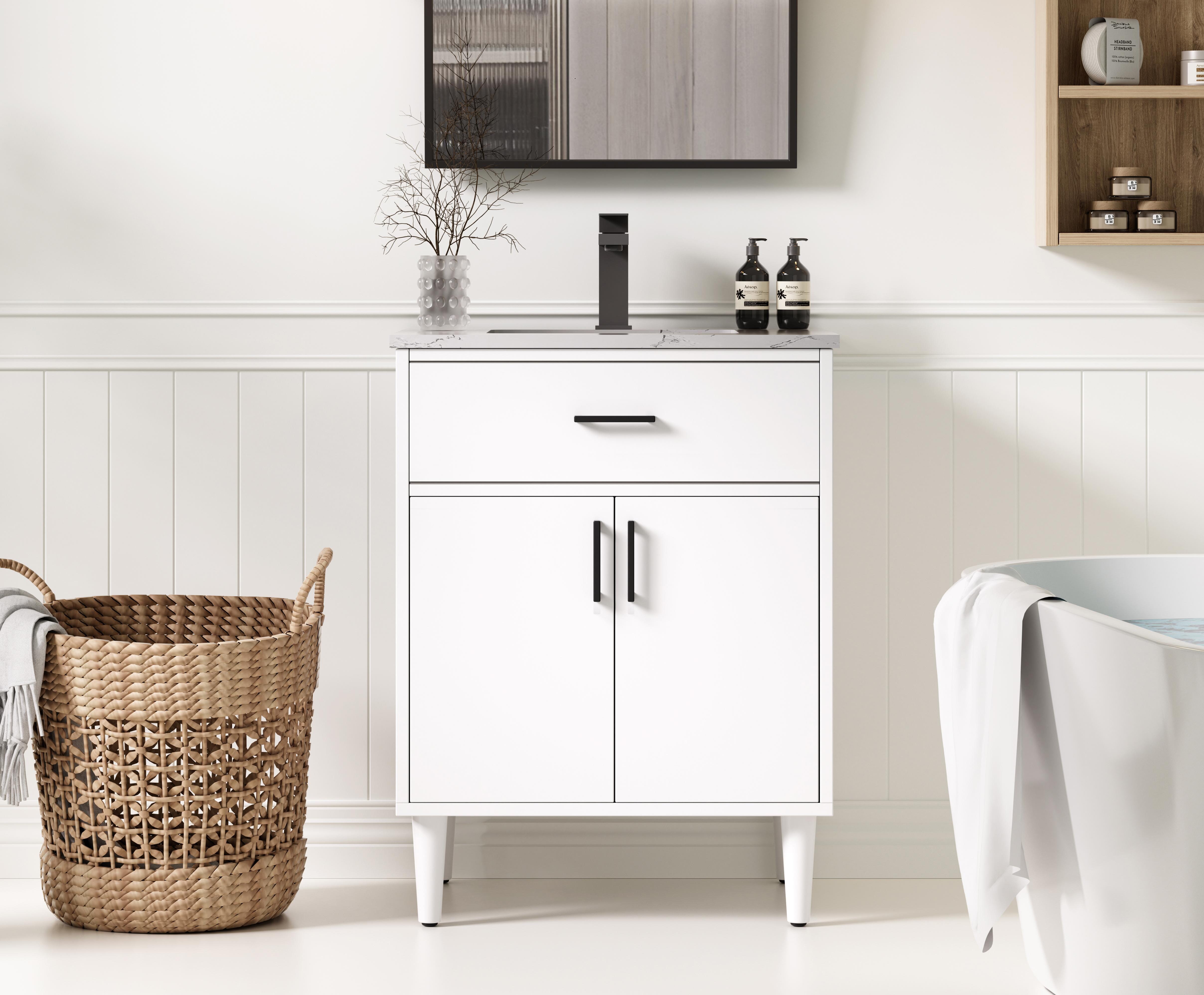 Modern Fitting 24 inch Single Bathroom Vanity in White