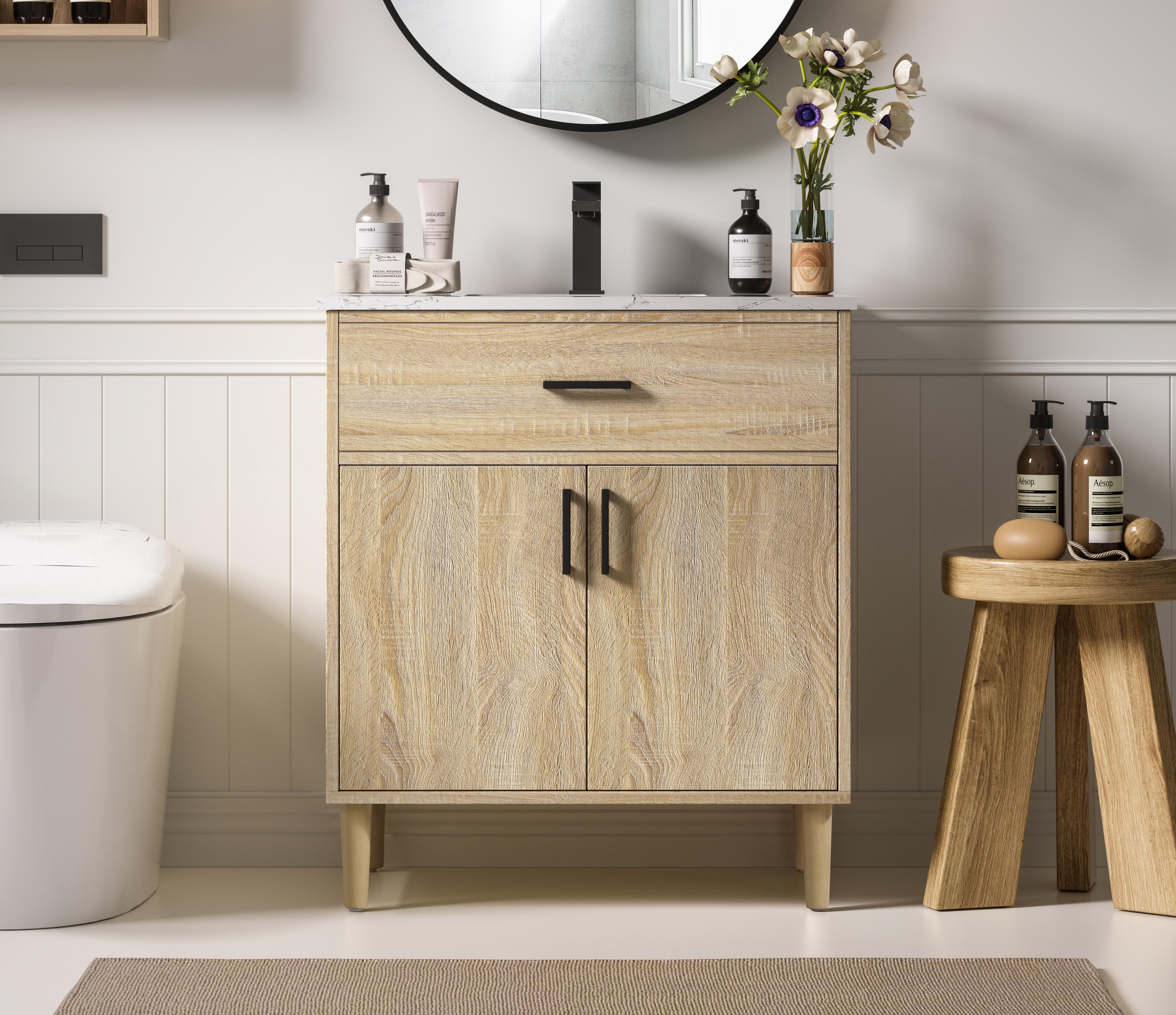 Modern Fitting 30-inch Single Bathroom Vanity in Mango Wood Finish