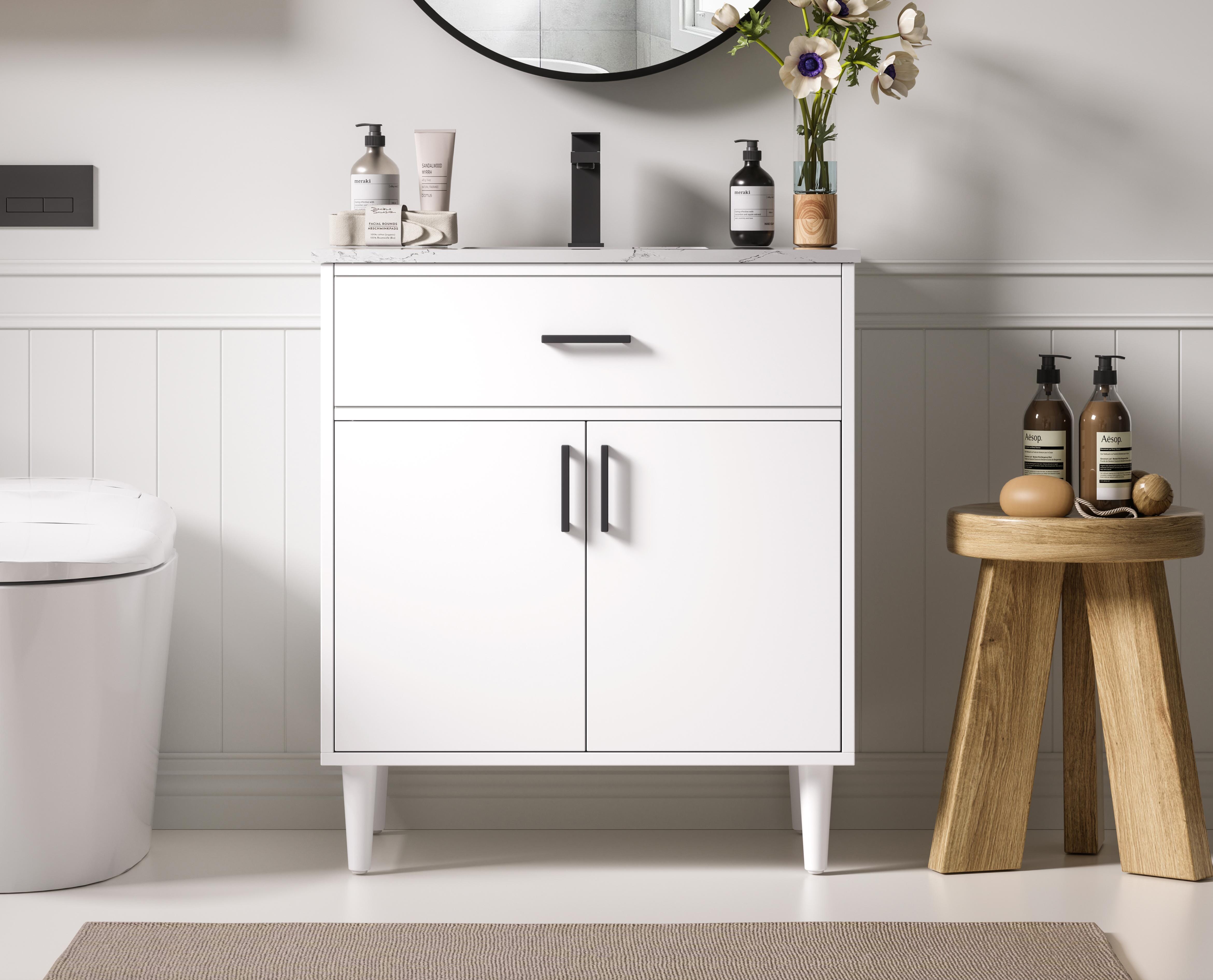 Modern Fitting 30-inch Single Bathroom Vanity in White Finish