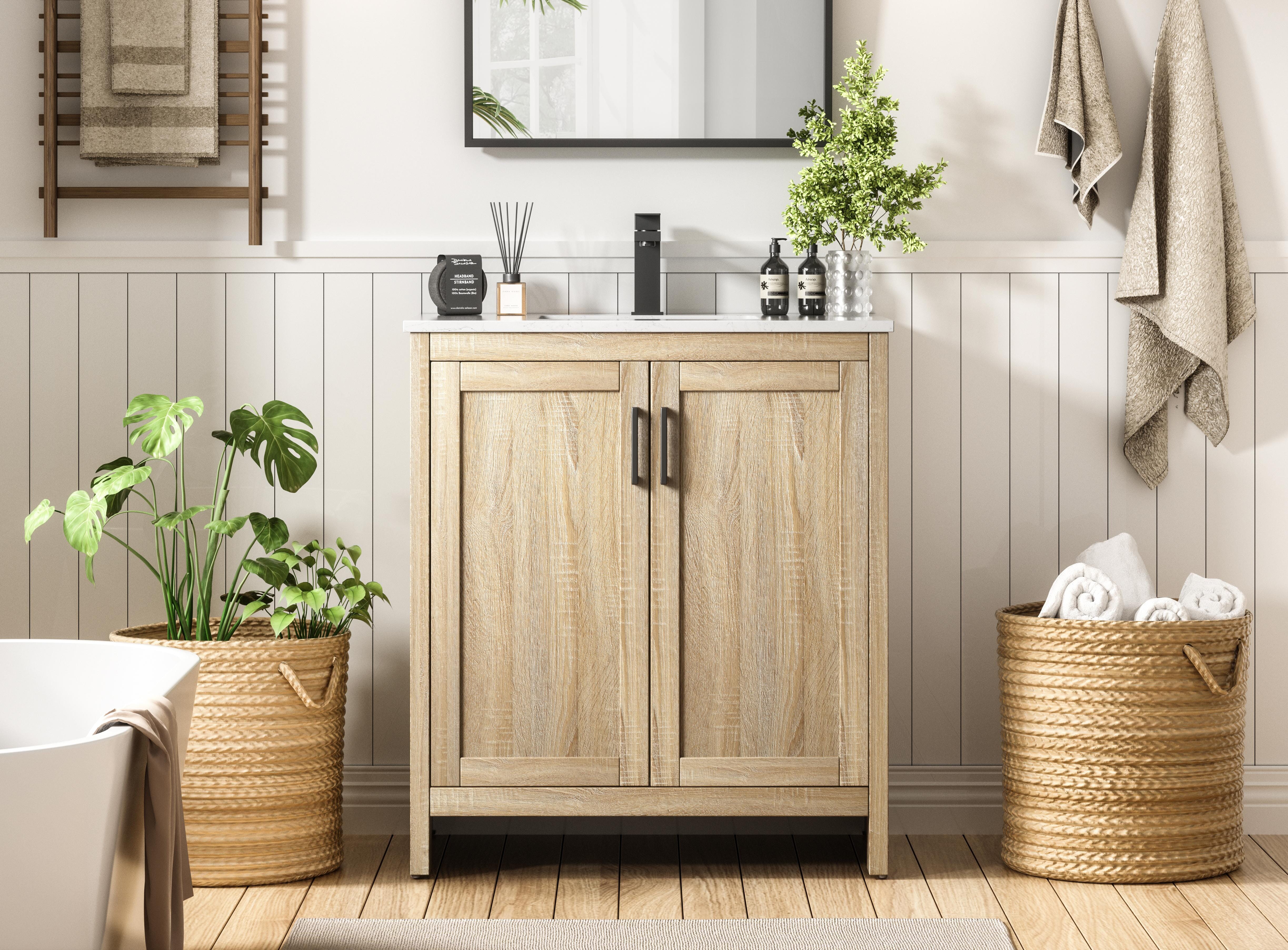 Modern Fitting 30 inch Single Bathroom Vanity in Mango Wood Finish