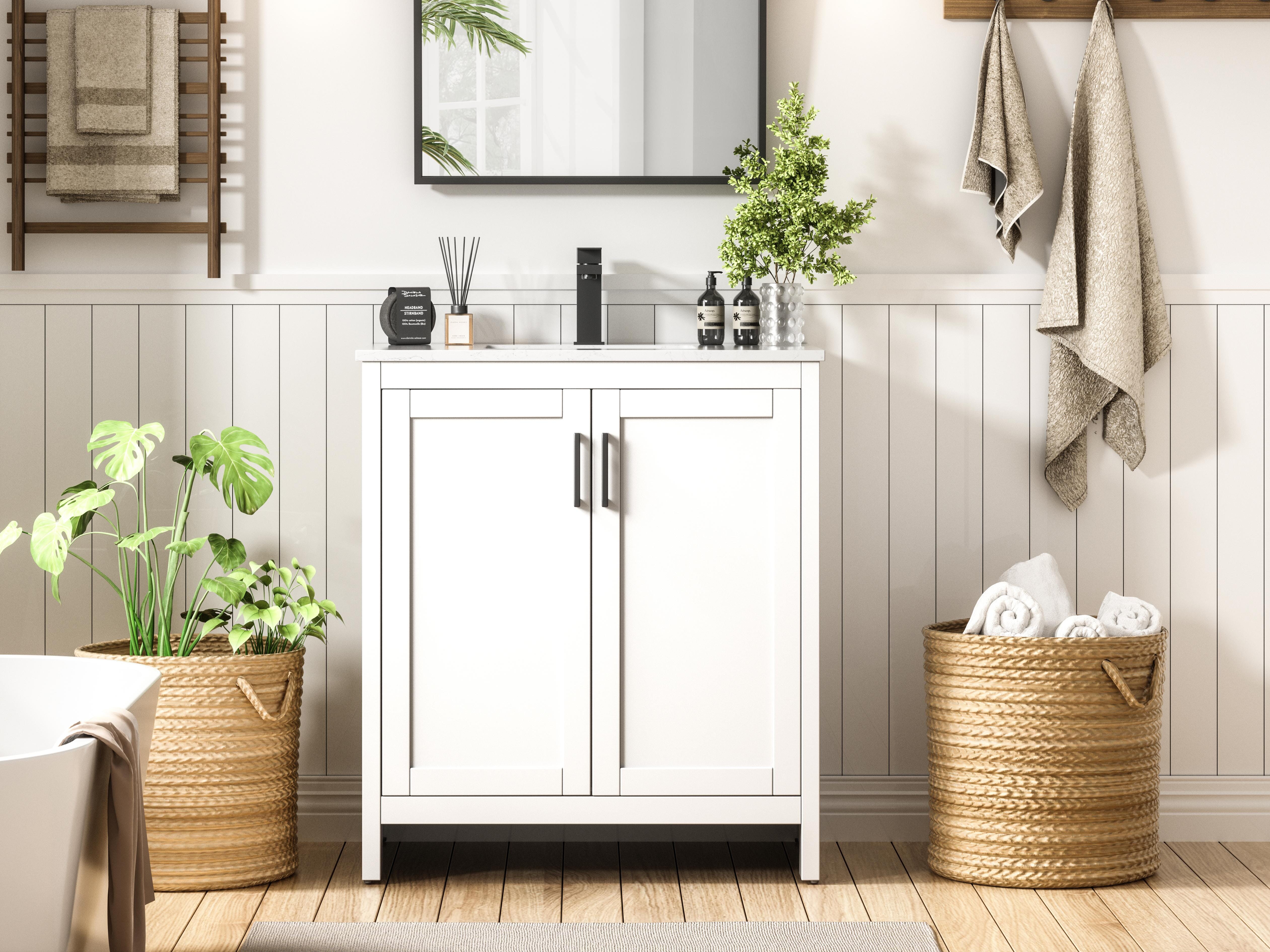 Modern Fitting 30 inch Single Bathroom Vanity in White Finish