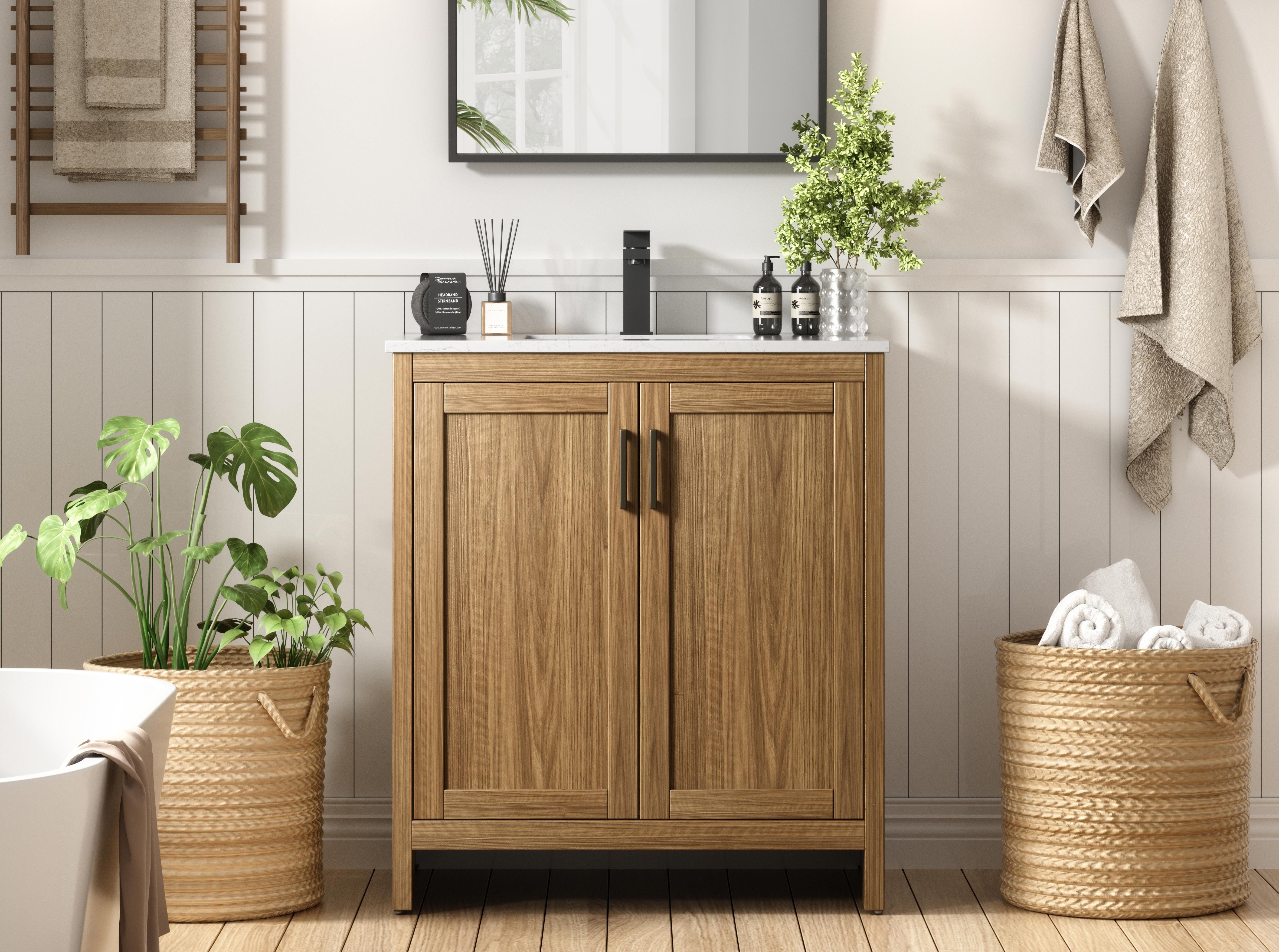 Modern Fitting 30 inch Single Bathroom Vanity in Walnut Brown Finish