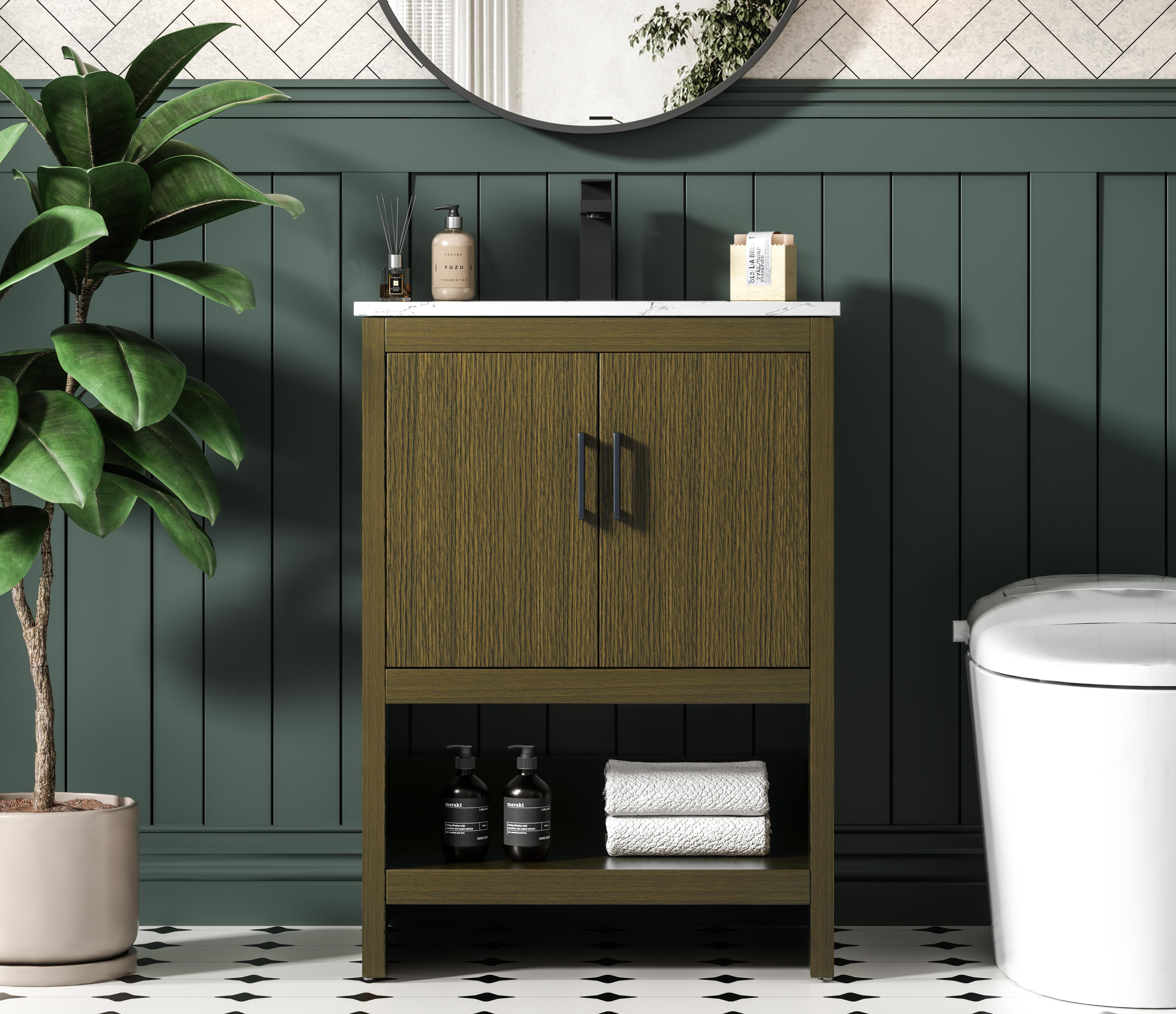 Modern Fitting 24 inch Single Bathroom Vanity in Chestnut Brown with Color Options