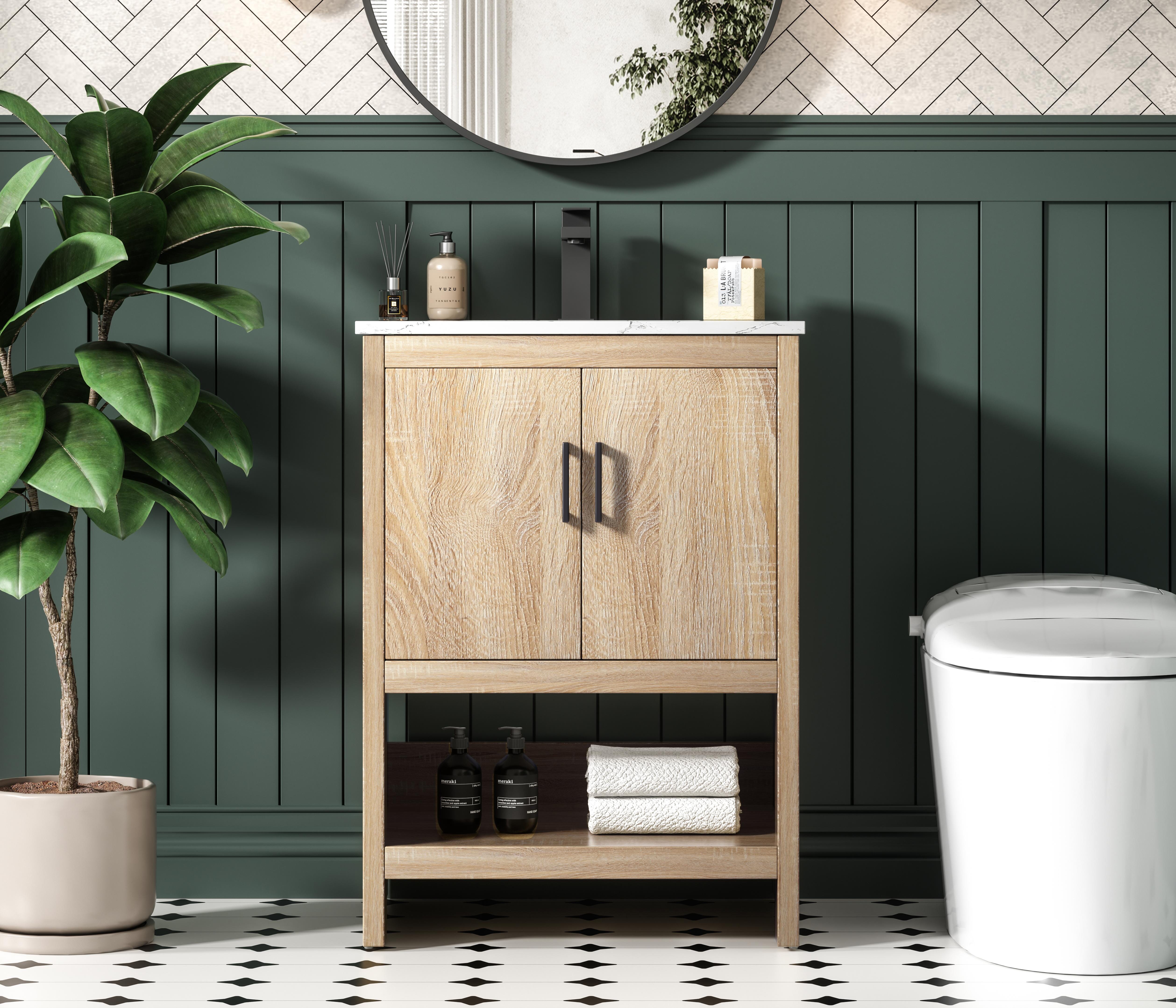 Modern Fitting 24 inch Single Bathroom Vanity in Mango Wood