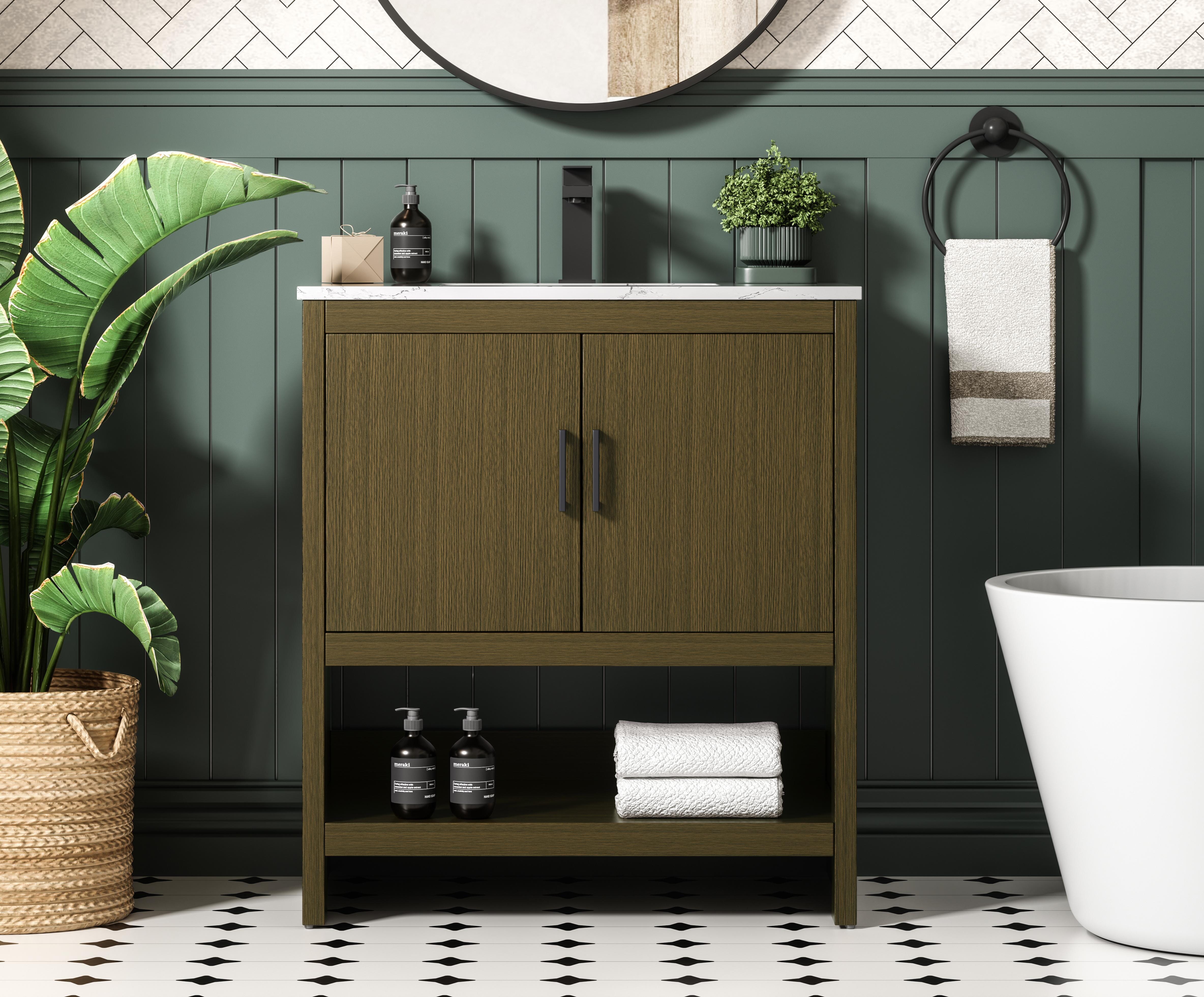 Modern Fitting 30 inch Single Bathroom Vanity in Honey Brown with Color Options