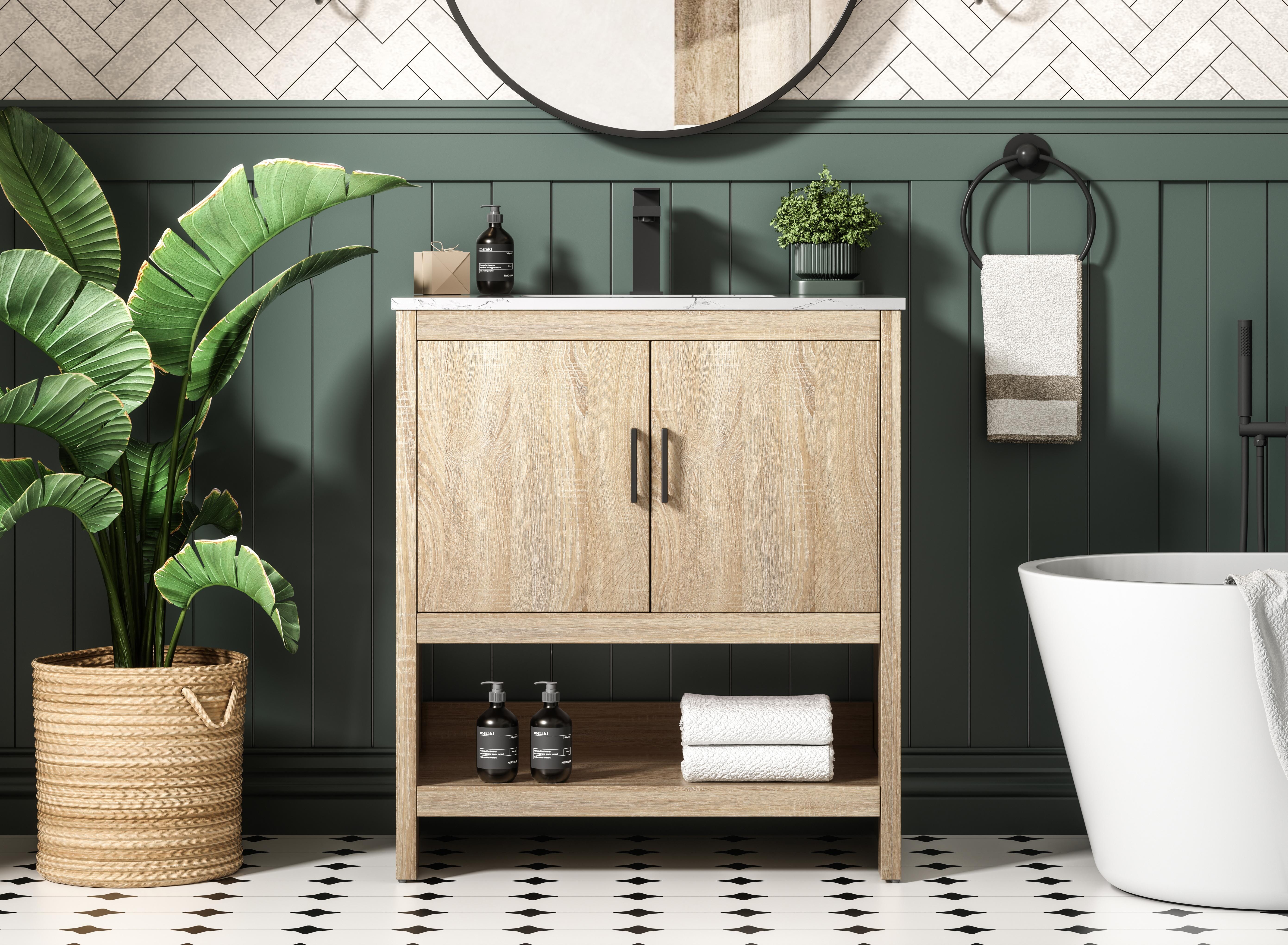 Modern Fitting 30 inch Single Bathroom Vanity in Mango Wood
