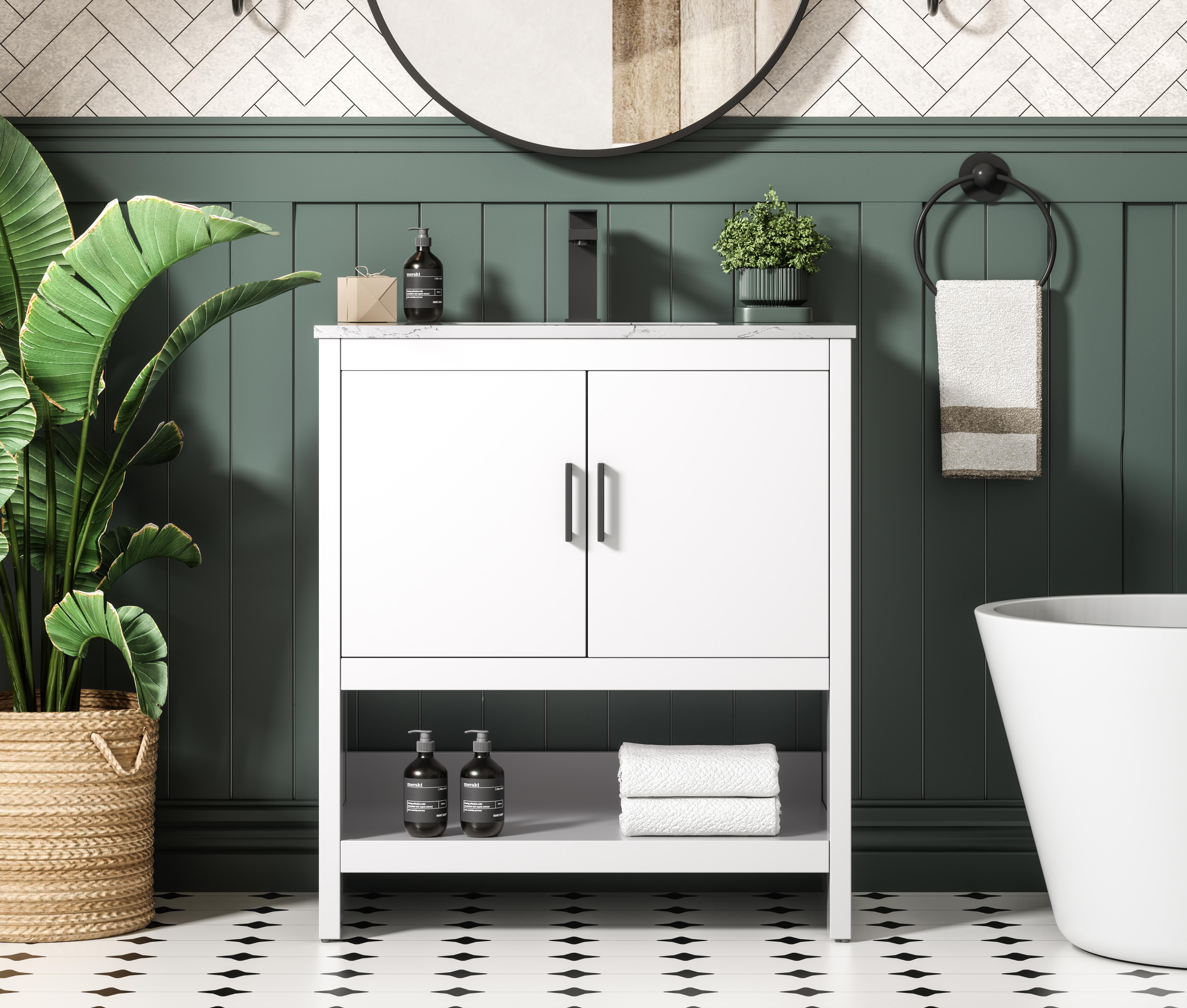 Modern Fitting 30 inch Single Bathroom Vanity in White