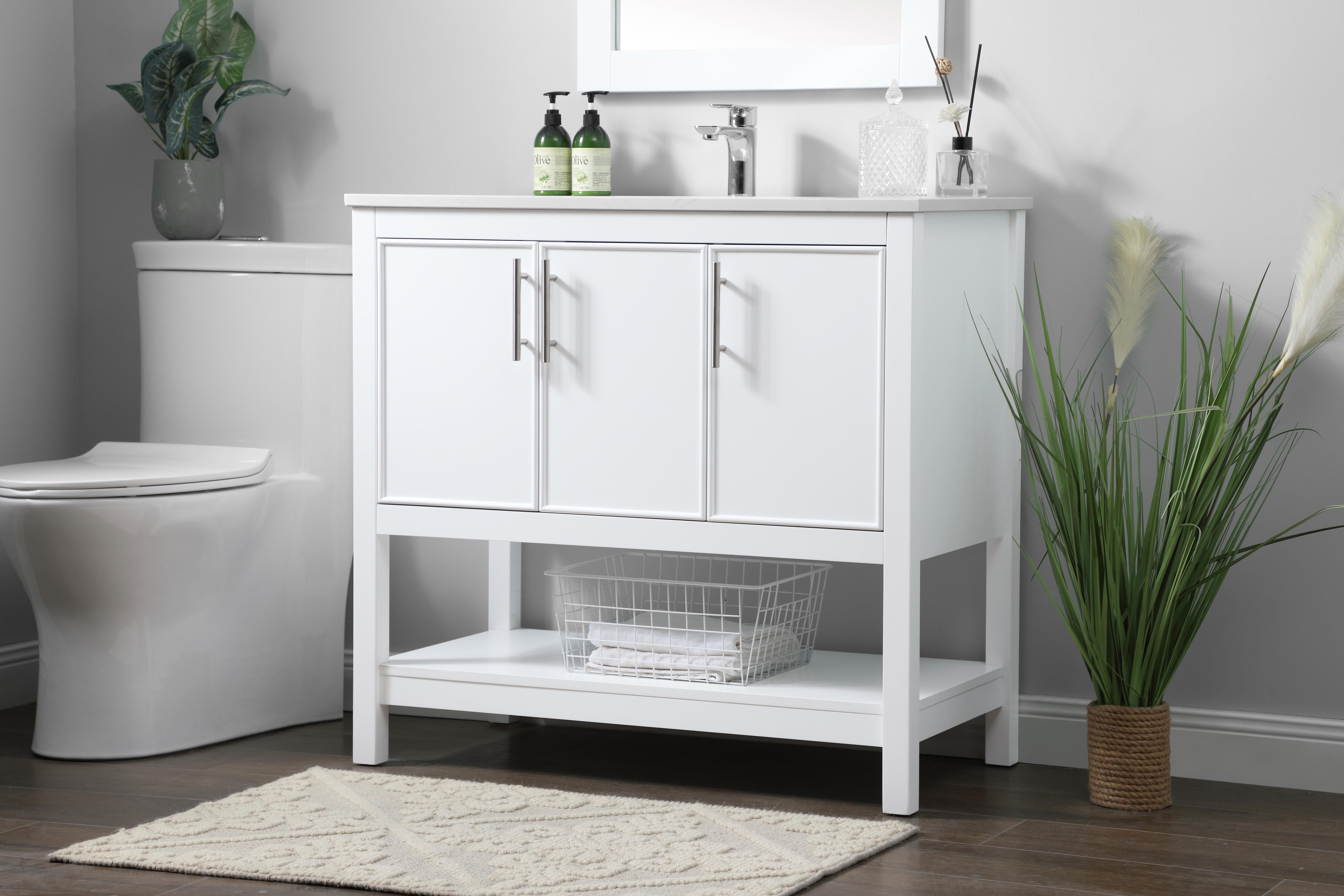 Everett 36" Single Bathroom Vanity in White - Image 3