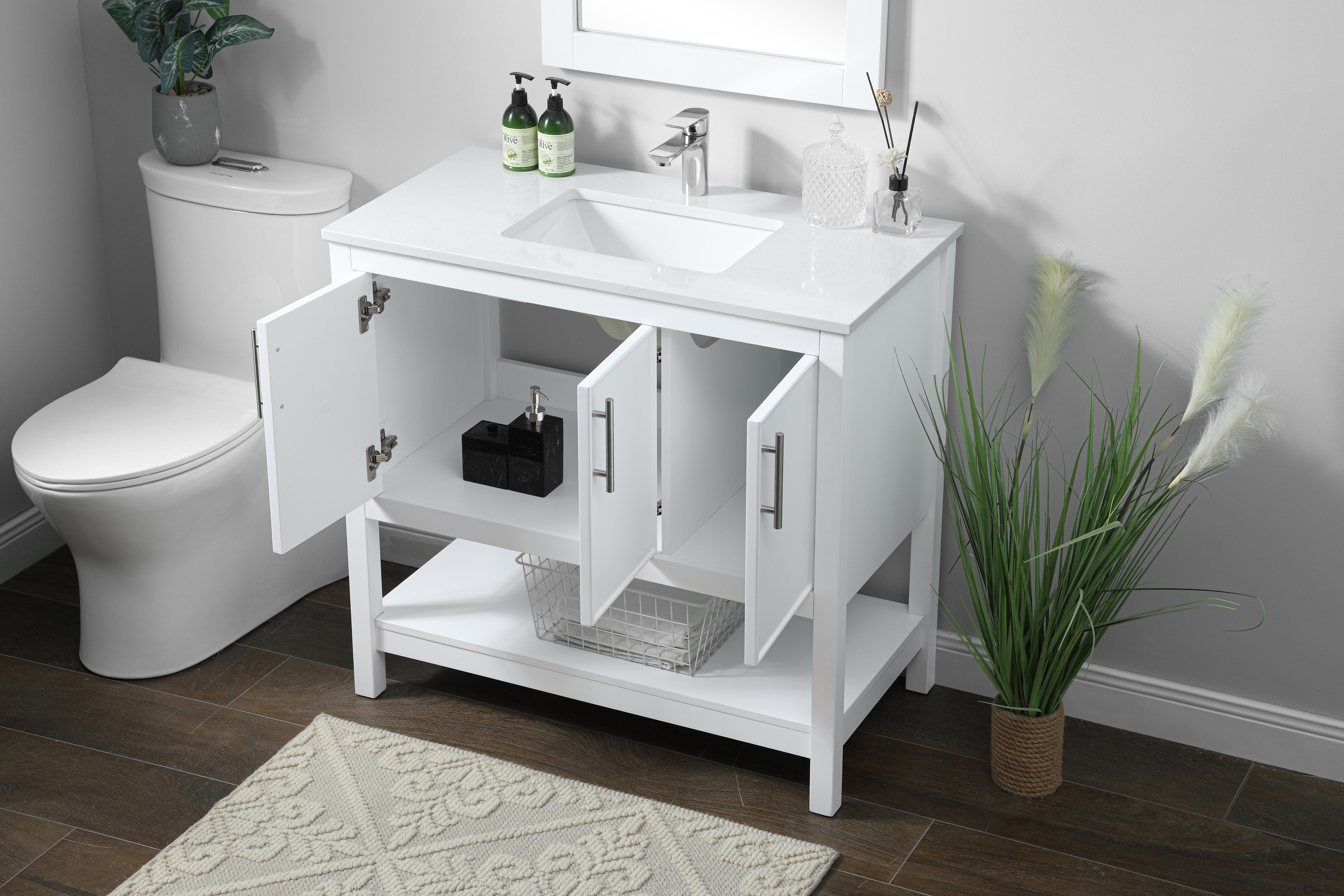 Everett 36" Single Bathroom Vanity in White - Image 4