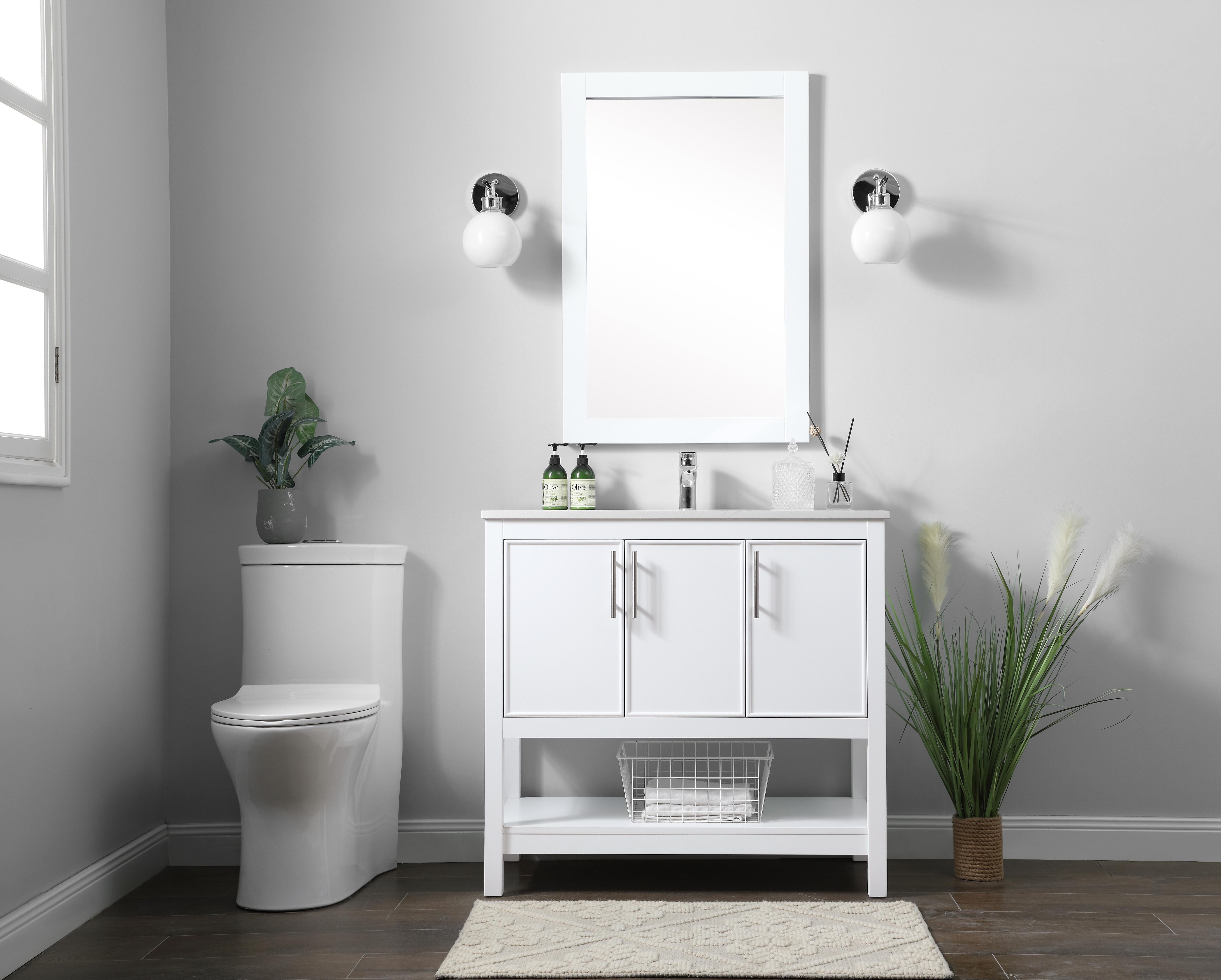 Everett 36" Single Bathroom Vanity in White - Image 5
