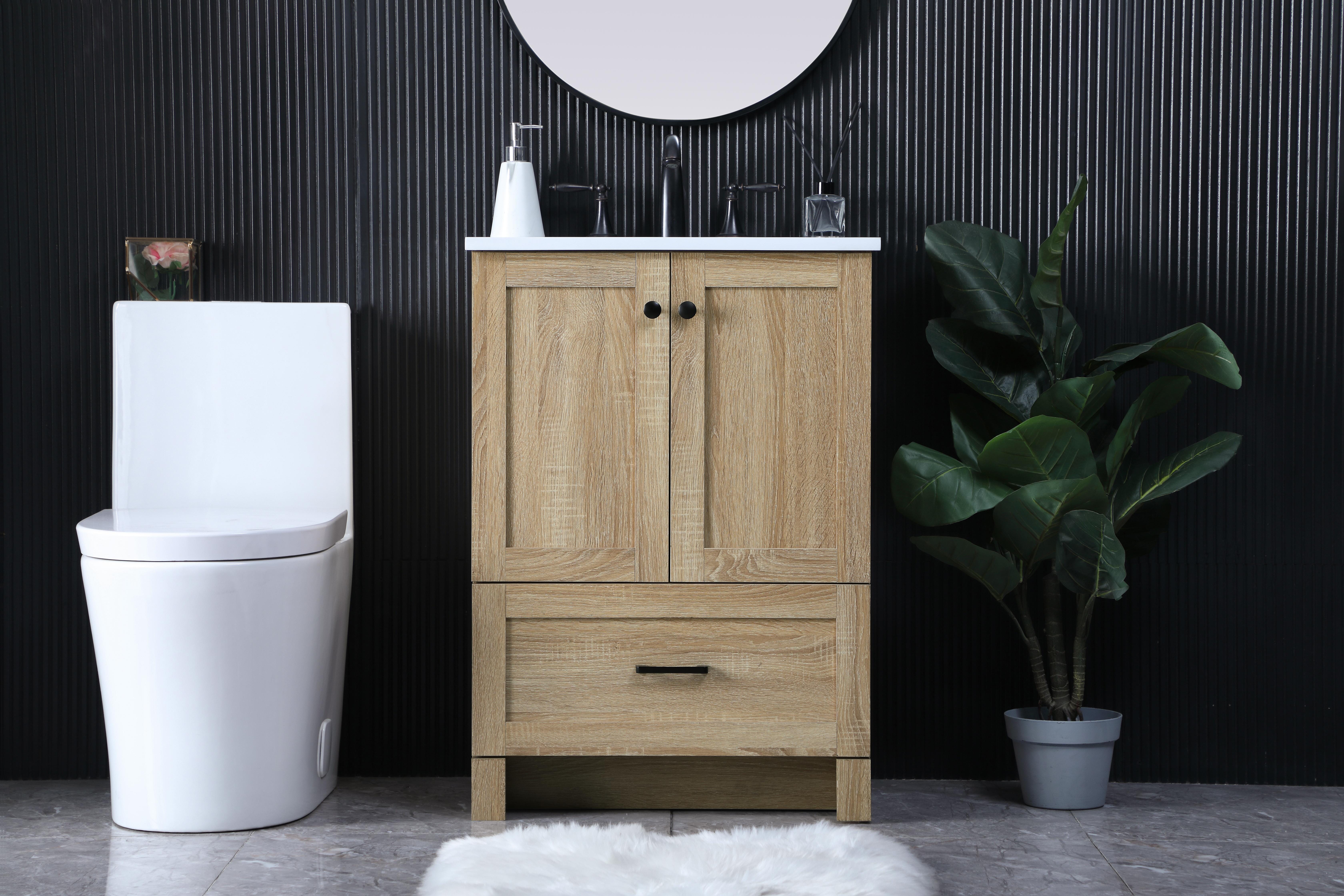 Dimensions
Length: 24"
Width: 19"
Height: 34"
Counter Top Length: 24"
Counter Top Width: 19"
Counter Top Height: 0.7"
Sink Width: 15.8"
Sink Depth: 10.9"
Sink Height: 8.25"
Sink Drain Hole Size: 1.77"
Faucet Hole Spacing: 8"3 Holes"
Specifications
Assembly Required: No
Base Material: MDF
Counter Top Edge Style: Straight
Counter Top Finish: Ivory White
Distressed Finish: NO
Drain Assembly Included: No
Faucet Included: No
Faucet Type: Widespread
Finish (Color): mango wood
Vanity Material: MDF
Hardware Finish: Black
Harware Material: Aluminum alloy
Number of Faucet Holes: 3
Number of Sinks: 1
Product Shape: Rectangle
Product Type: Bathroom Vanities
Product Warranty: 1 year limited
Sink Mounting Type: Undermount
Vanity Backsplash: NO
Vanity Mounting Type: Free-Standing
Weight: 72
Wire Included: No
Shipment type: Oversized Ground
US Shipping Cost: $142.00
Drawers
Drawers Included: YES
Number of Drawers: 1
False Drawers: NO
Drawer Width: 23.23
Drawer Depth: 14
Drawer Height: 10
Drawer Handle Designs: Bar pulls
Cabinets
Number of Cabinets: 1
Cabinet Interior Width: 22.05
Cabinet Interior Depth: 17.2
Cabinet Interior Height: 19.45 - alternate view