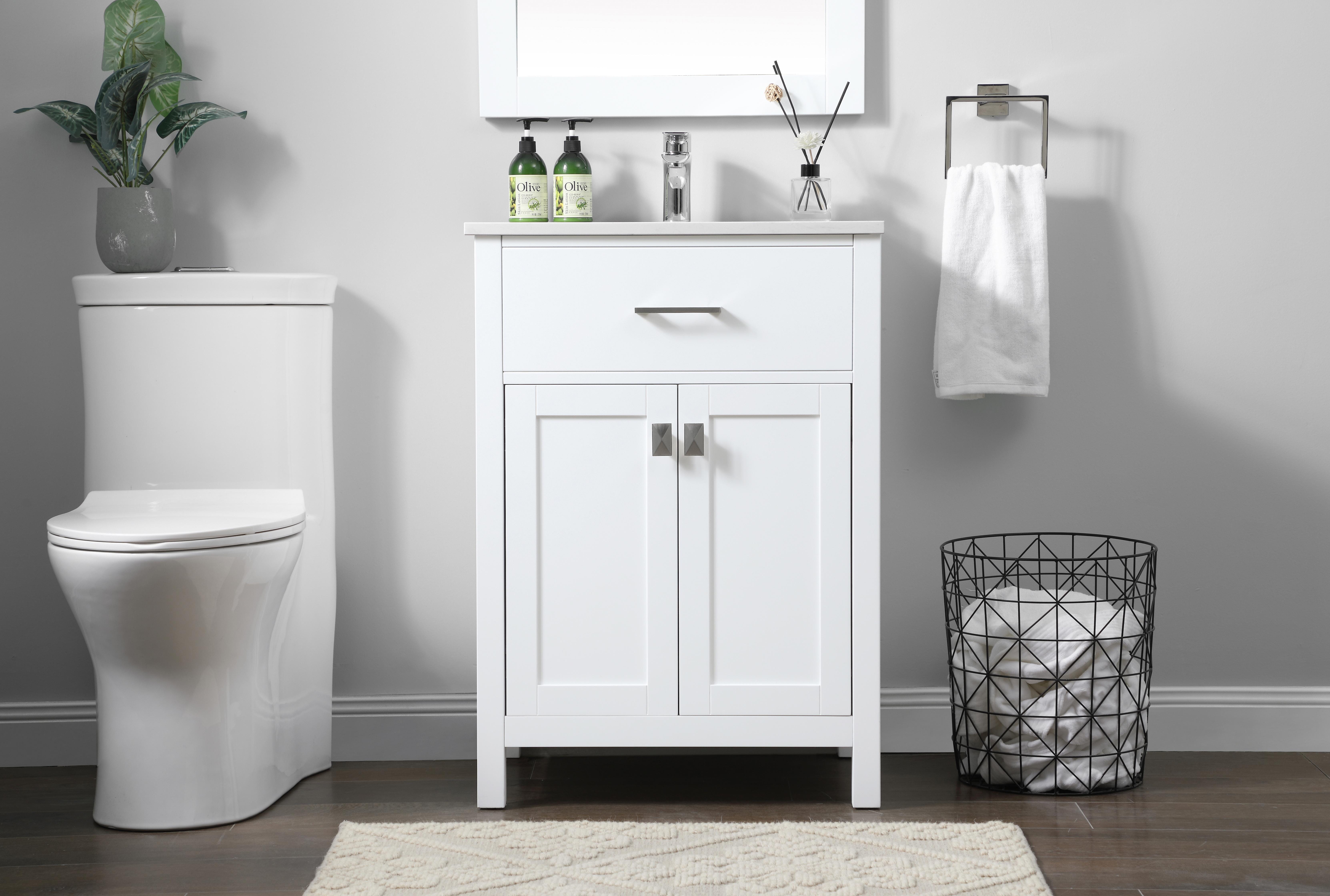 The Harrison vanity delivers sophisticated style in a space-saving 24-inch footprint. Engineered marble top, undermount sink, and soft-close cabinet doors combine modern aesthetics with practical functionality for smaller bathrooms. - alternate view