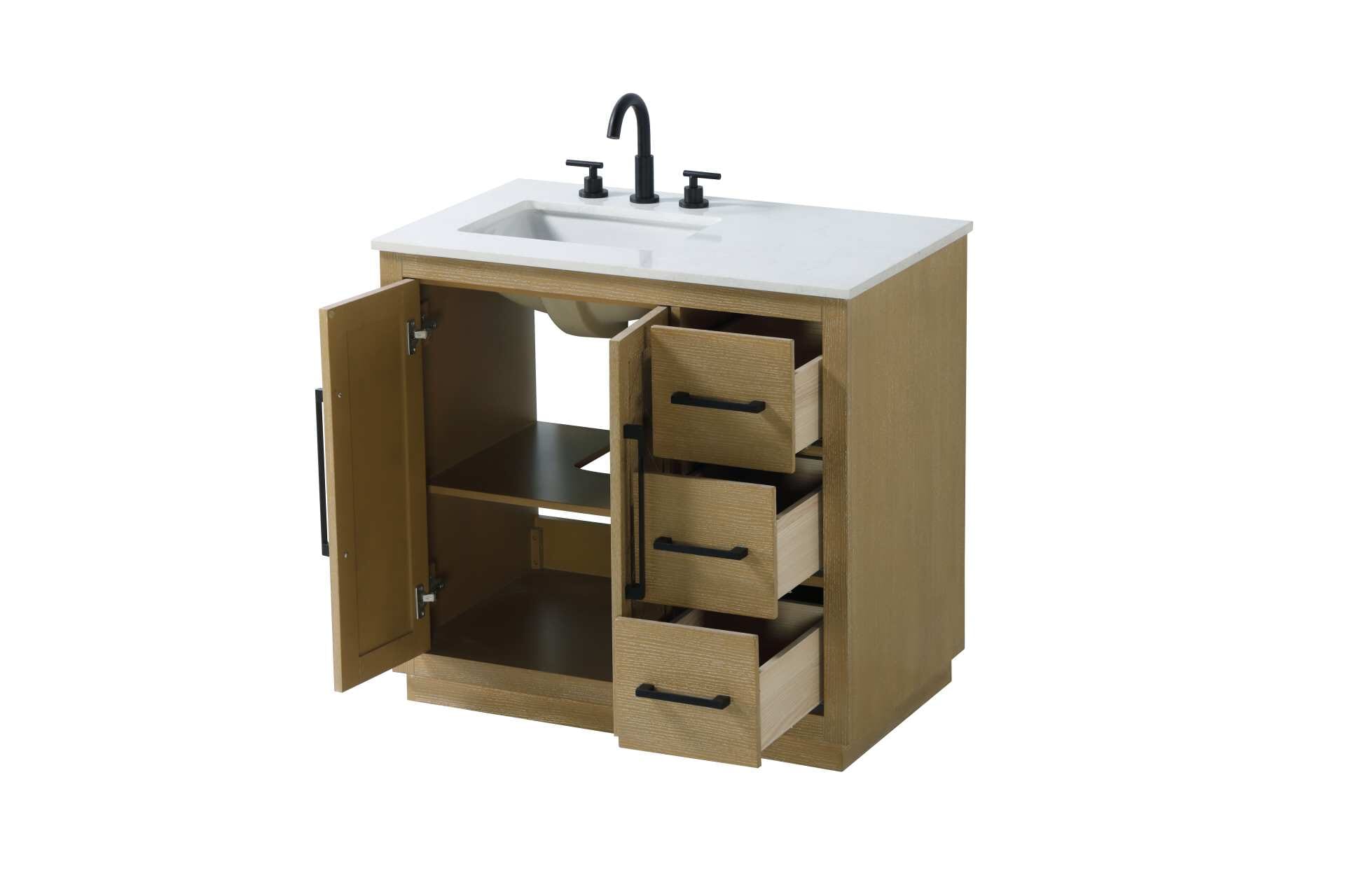 Chase 36" Bathroom Vanity in Linen Oak - Image 3