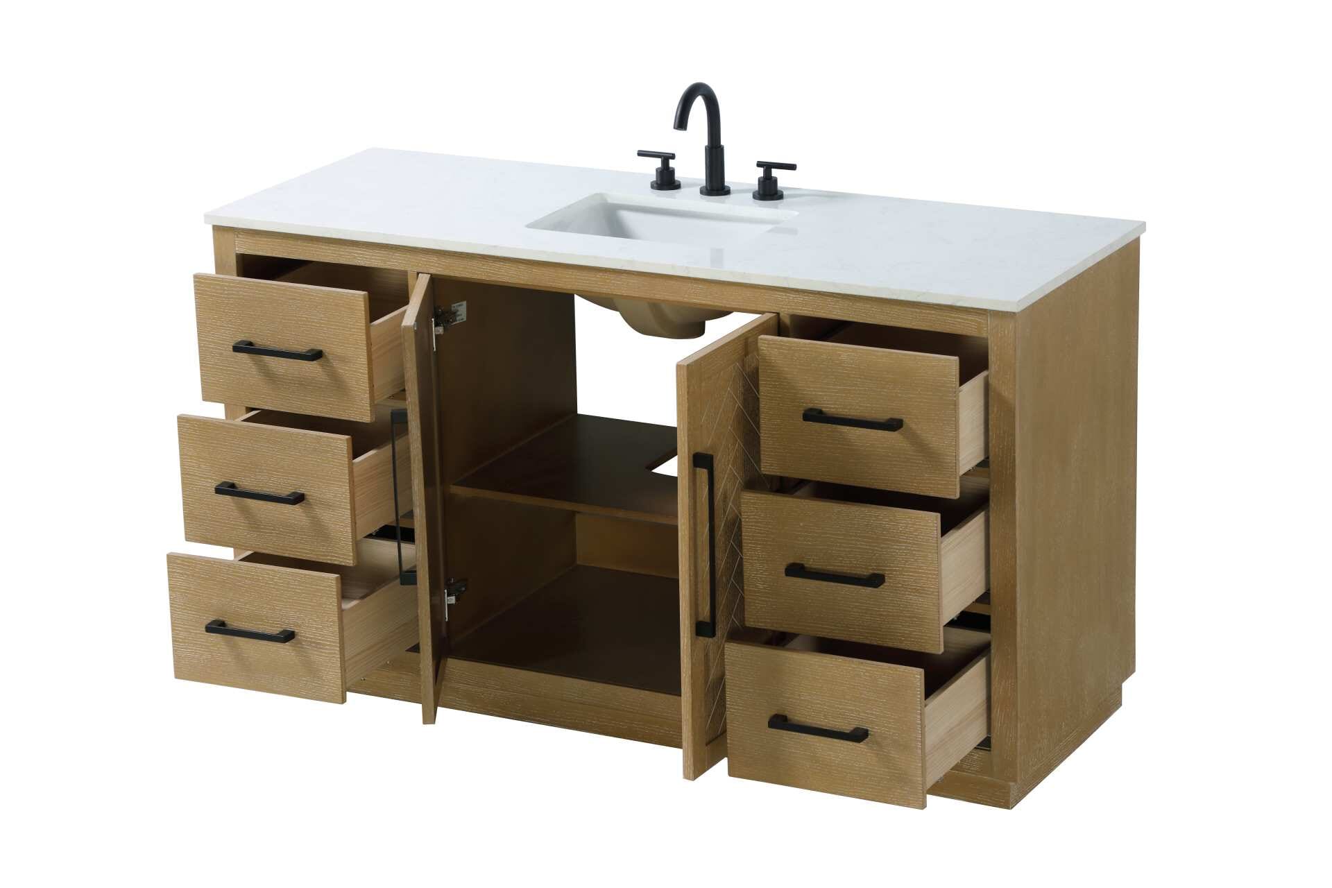 Chase 60" Bathroom Vanity in Linen Oak - Image 3