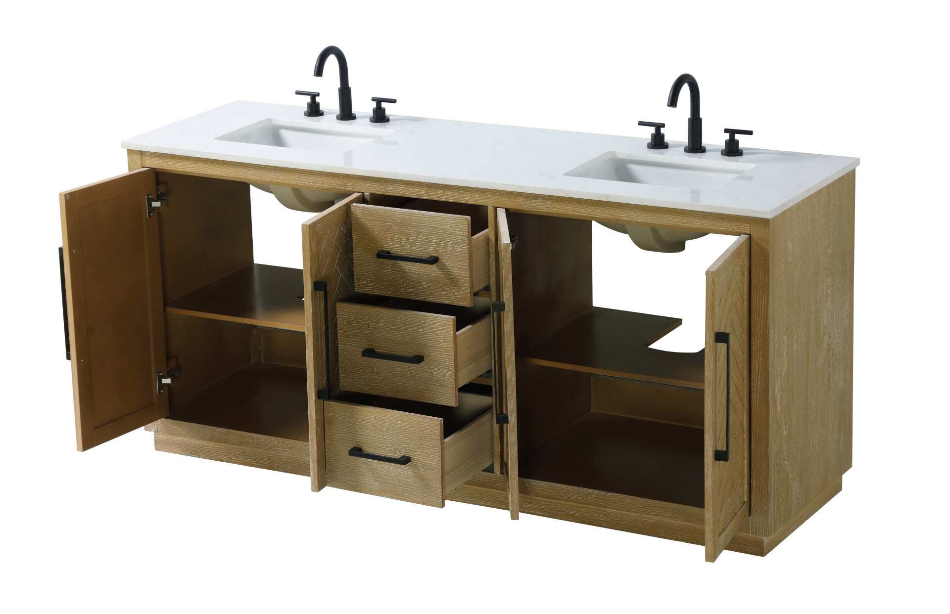 Chase 72" Double Bathroom Vanity in Linen Oak - Image 3