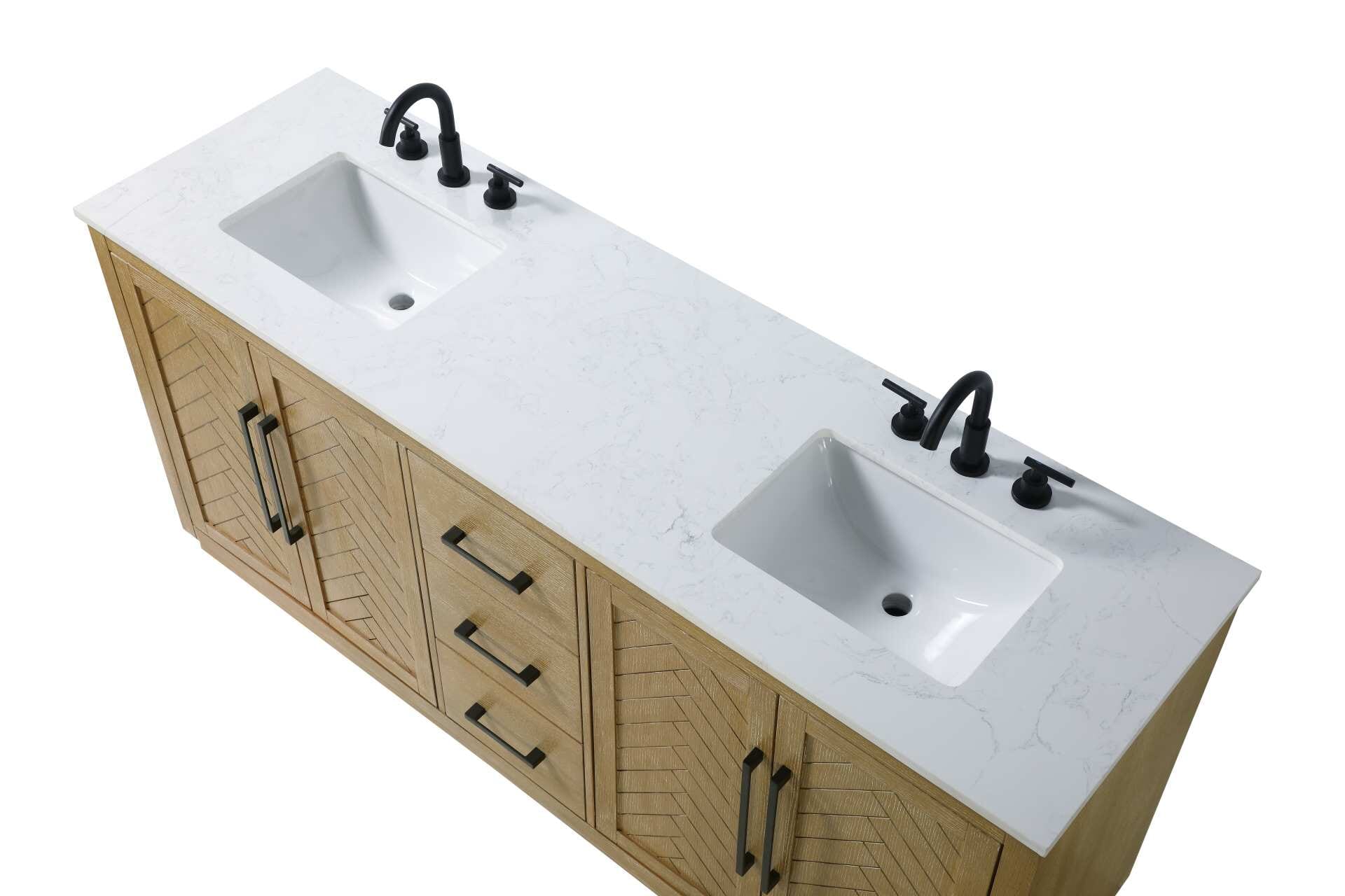 Chase 72" Double Bathroom Vanity in Linen Oak - Image 4