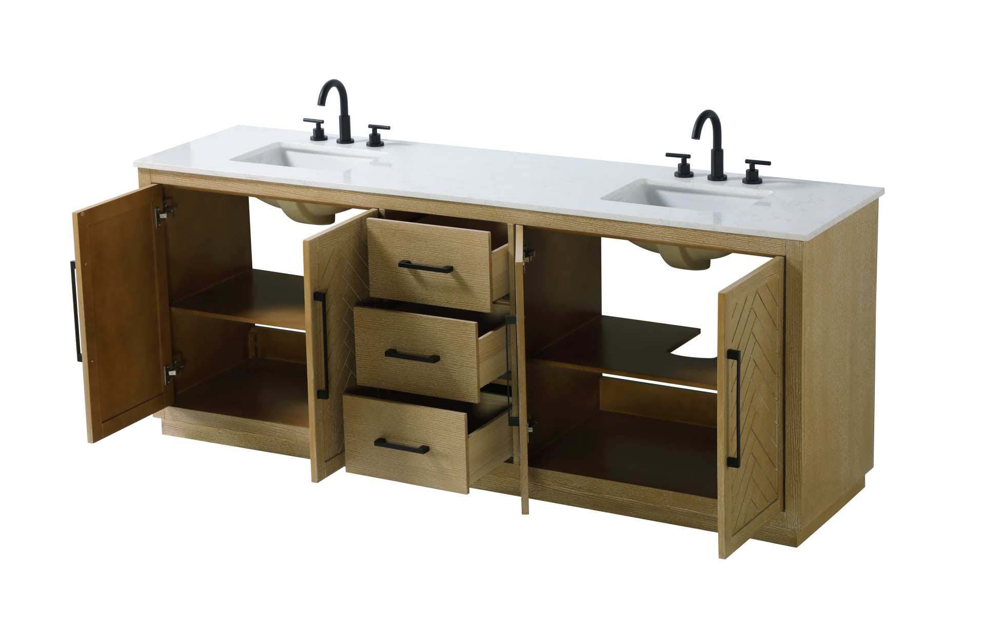 Chase 84" Double Bathroom Vanity in Linen Oak - Image 3