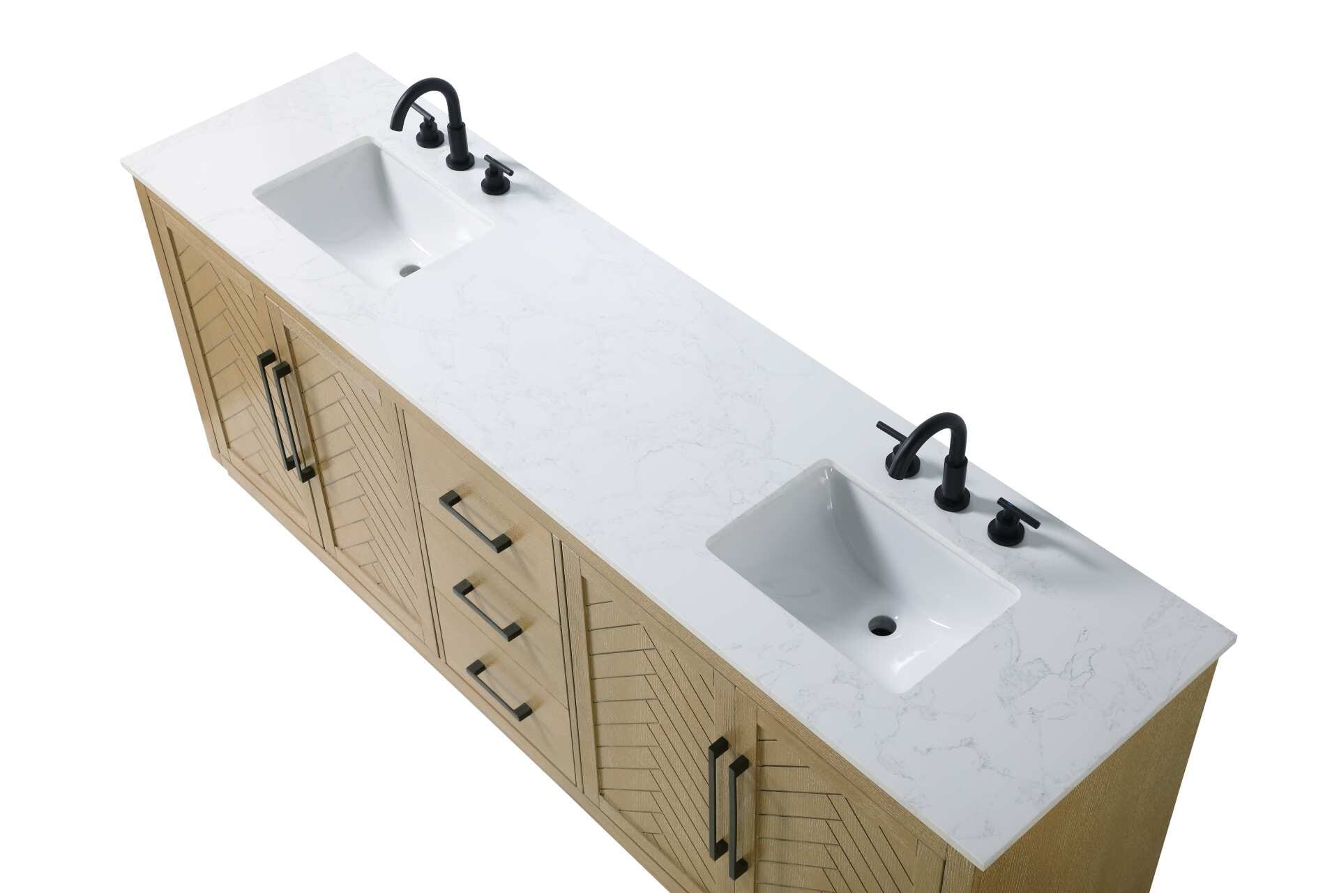 Chase 84" Double Bathroom Vanity in Linen Oak - Image 4