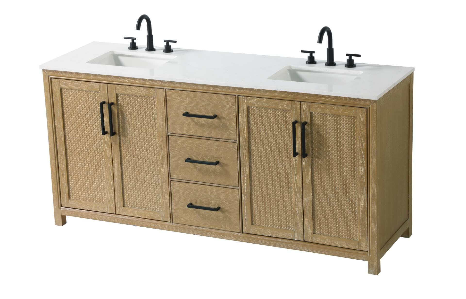 Alina 72" Double Bathroom Vanity in Linen Oak - Image 2