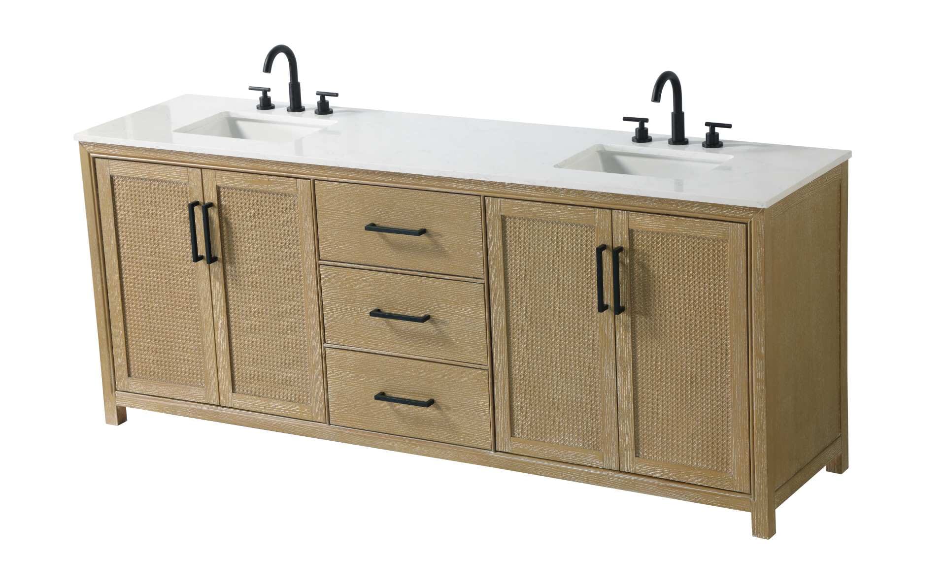 Alina 84" Double Bathroom Vanity in Linen Oak - Image 2